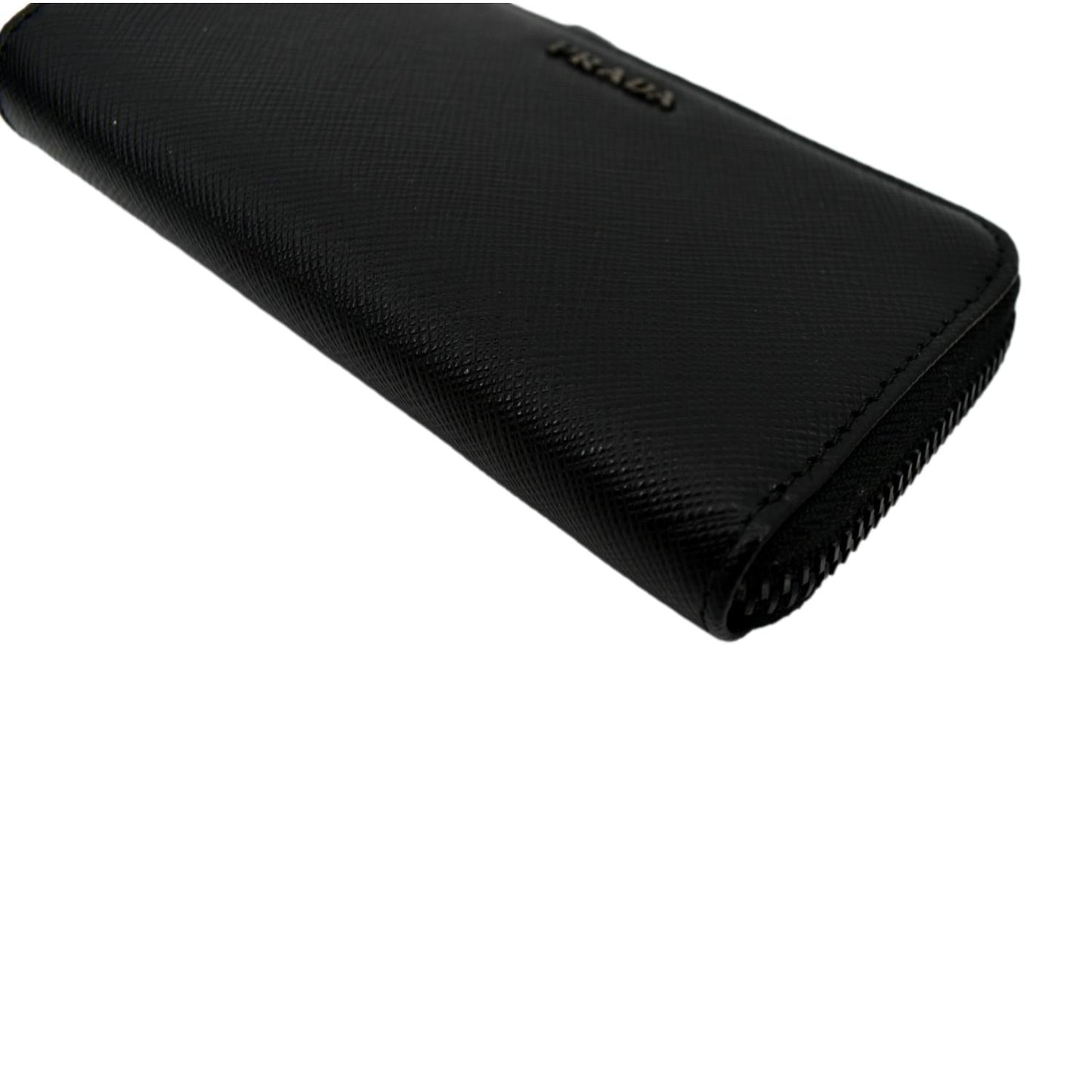 PRADA Saffiano Leather Zip Pouch Black