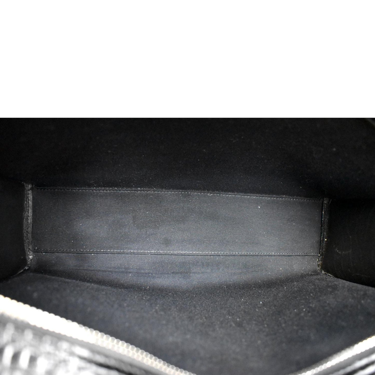 YVES SAINT LAURENT Uptown Crocodile Calfskin Embossed Tote Bag Black