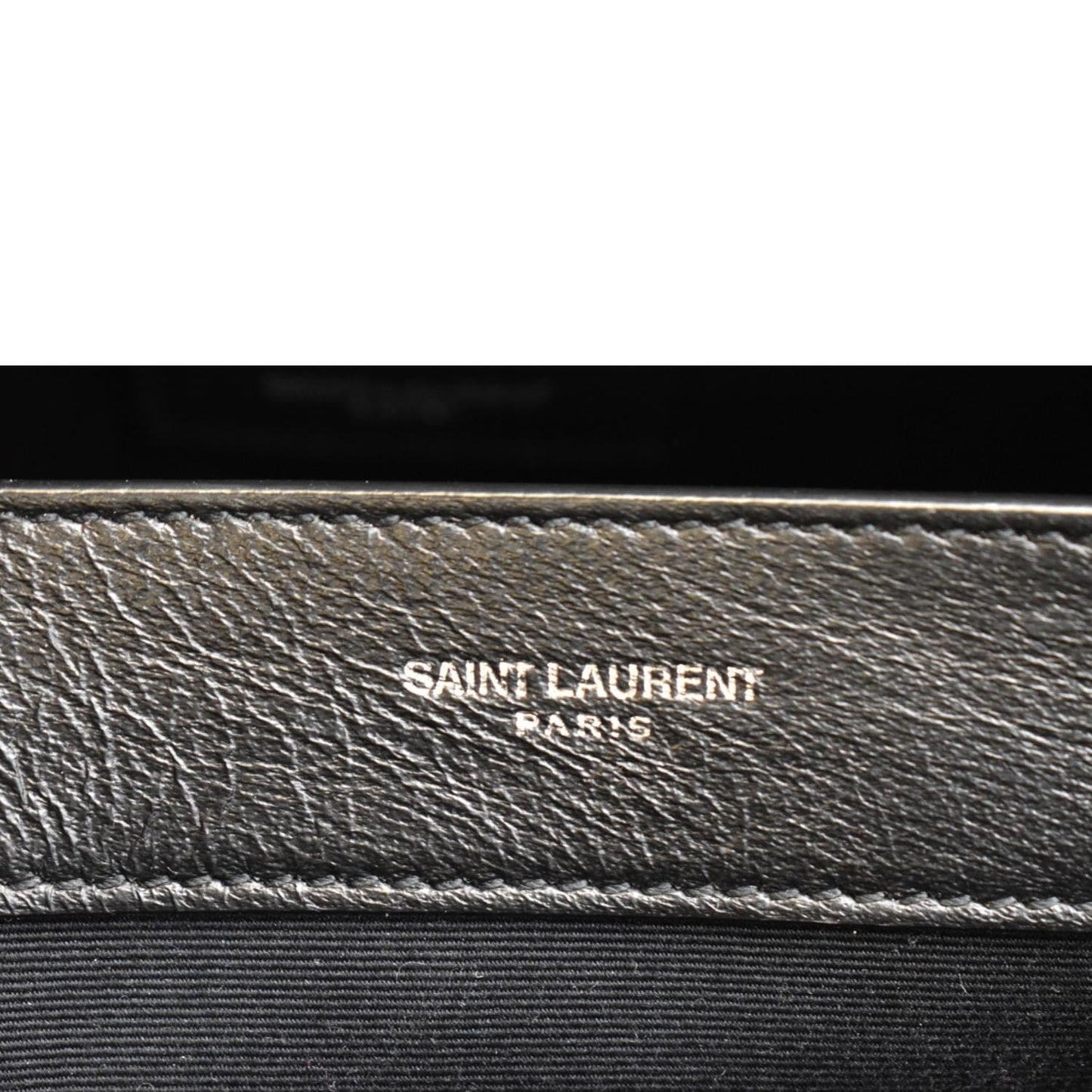 YVES SAINT LAURENT Uptown Crocodile Calfskin Embossed Tote Bag Black