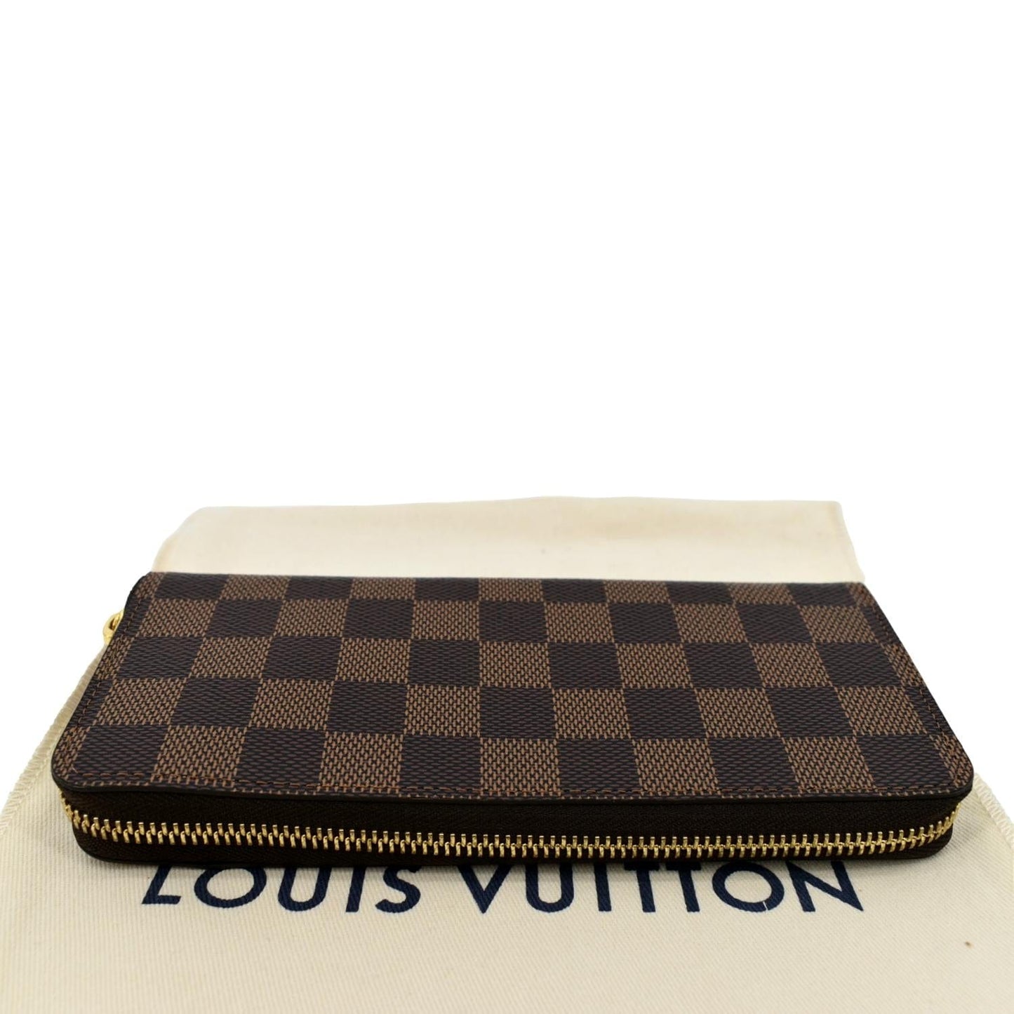 LOUIS VUITTON Clemence Damier Ebene Zippy Wallet Brown