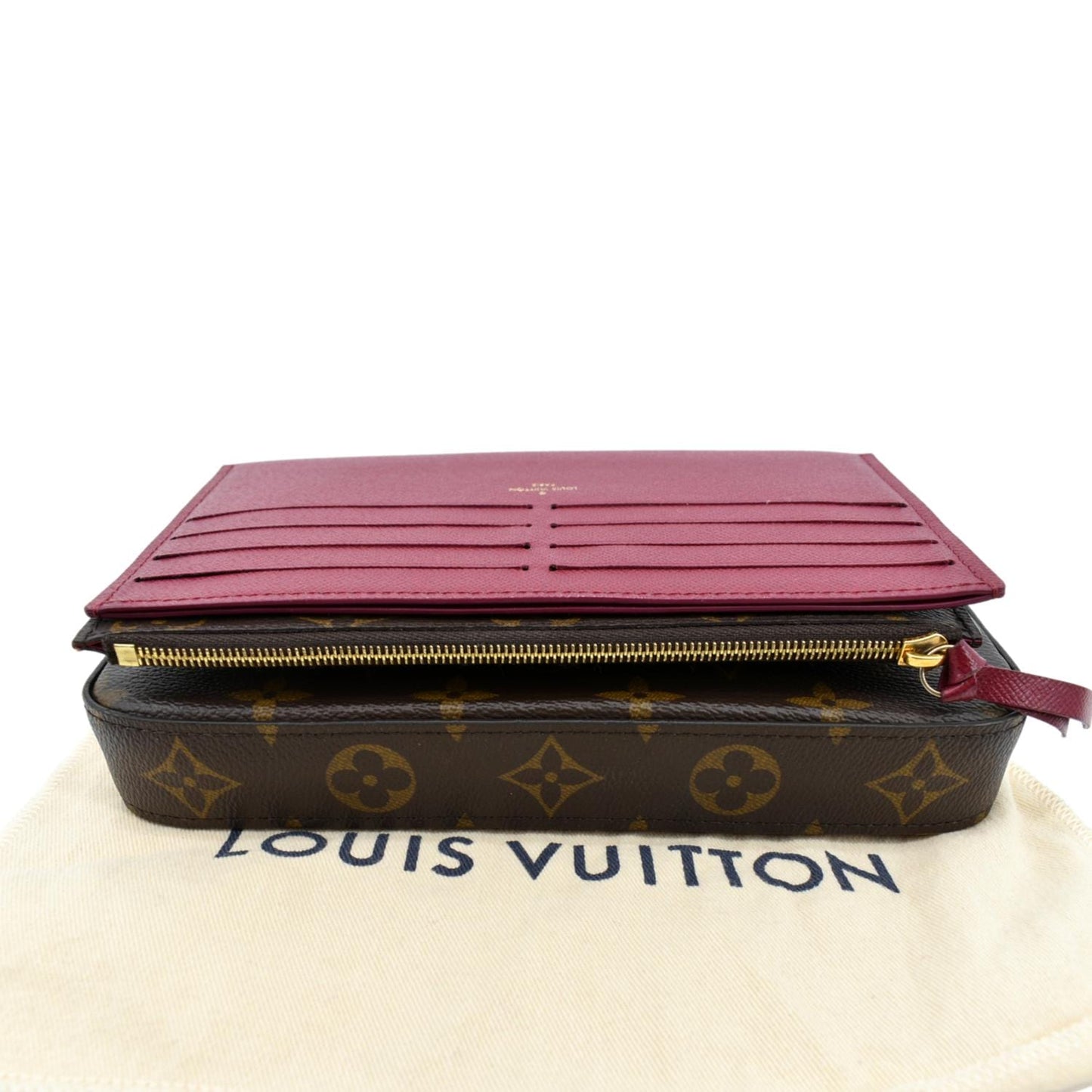 LOUIS VUITTON Felicie Monogram Canvas Pochette Crossbody Bag Brown