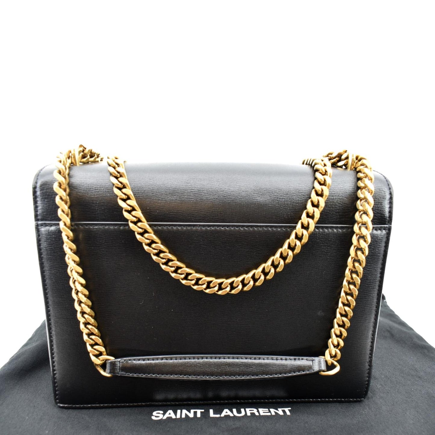 YVES SAINT LAURENT Monogram Sunset Medium Leather Shoulder Bag Black