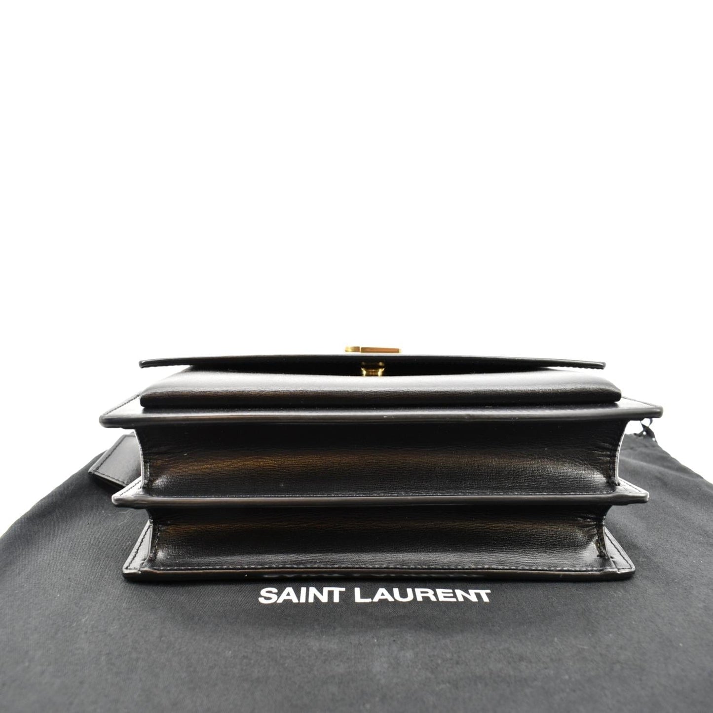 YVES SAINT LAURENT Monogram Sunset Medium Leather Shoulder Bag Black