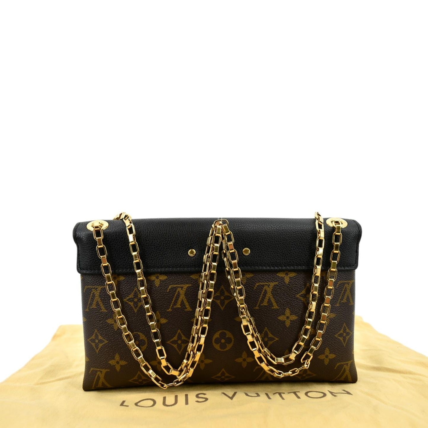 LOUIS VUITTON Pallas Chain Monogram Canvas Crossbody Bag Brown
