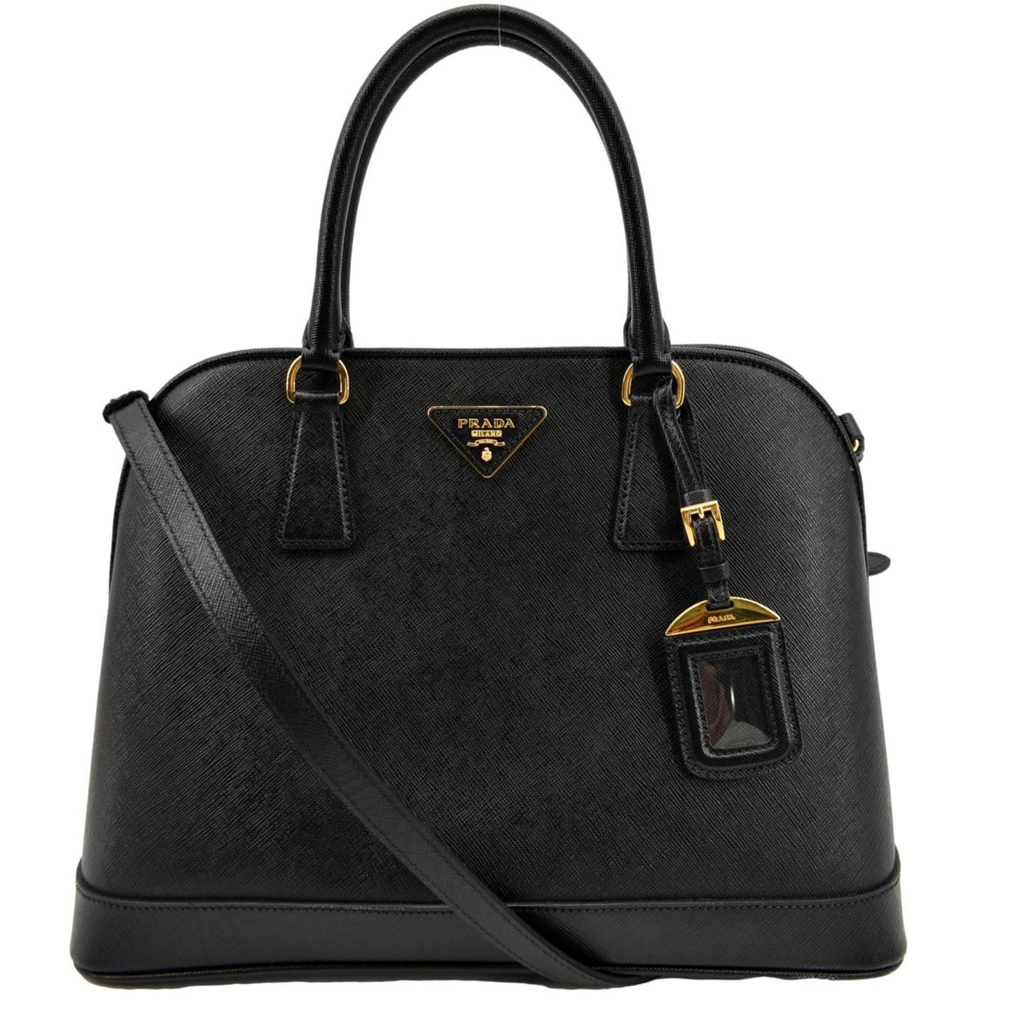 PRADA Lux Medium Promenade Saffiano Leather Shoulder Bag Black - New Year Deals