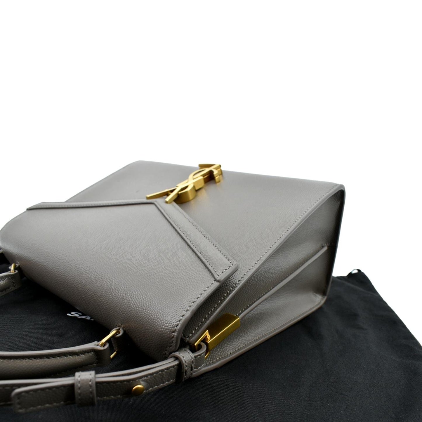 YVES SAINT LAURENT Cassandra Medium Calfskin Leather Shoulder Bag Fog