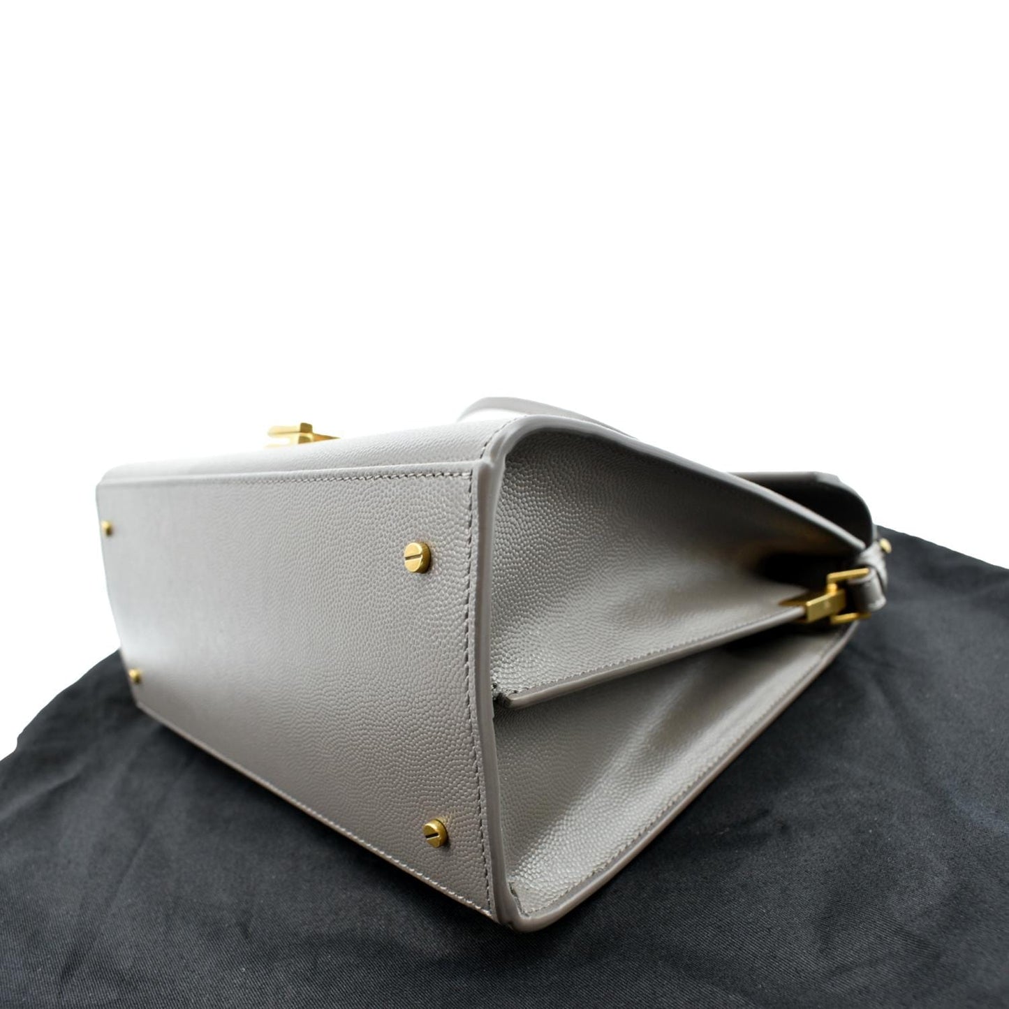 YVES SAINT LAURENT Cassandra Medium Calfskin Leather Shoulder Bag Fog