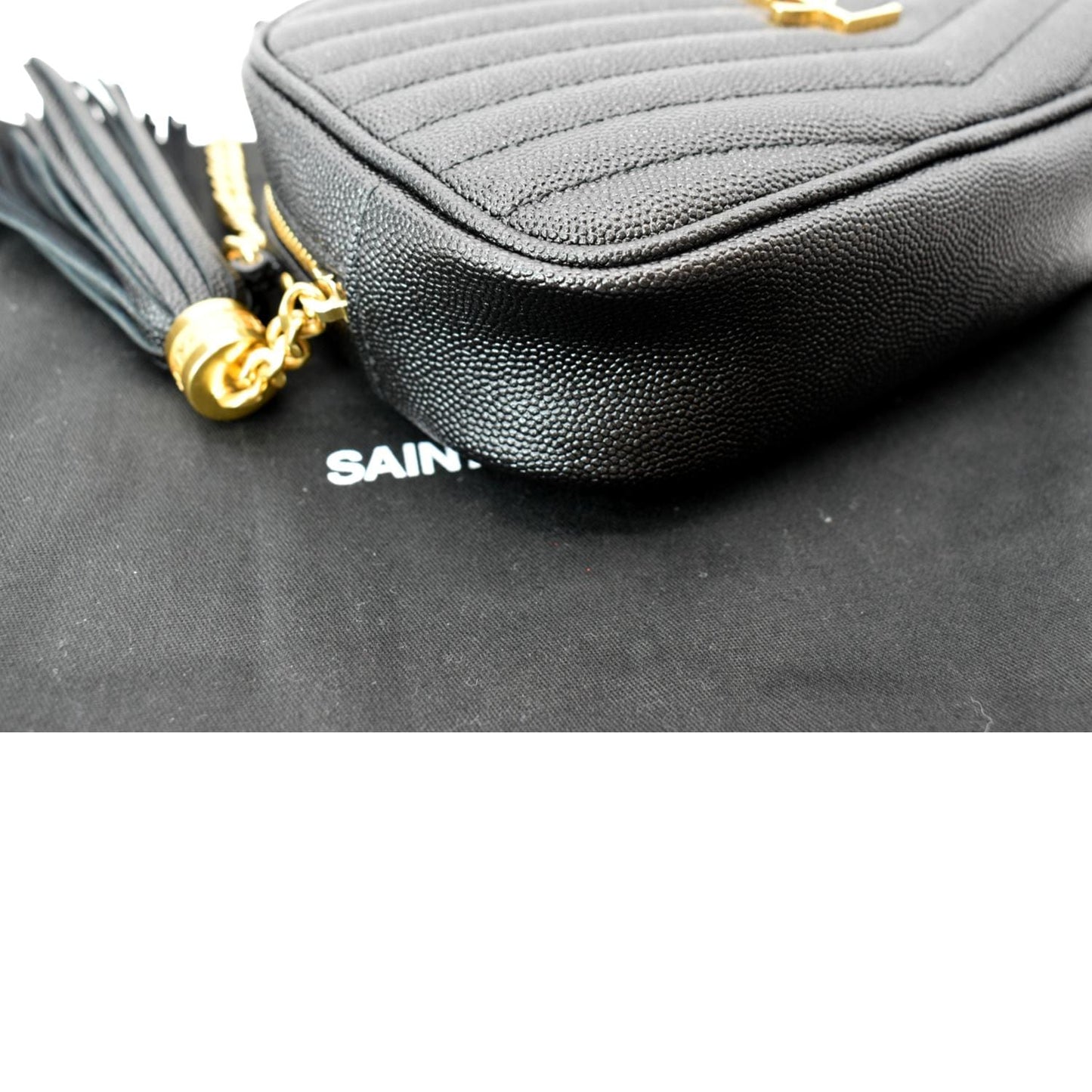 YVES SAINT LAURENT Mini Lou Leather Camera Crossbody Bag Black