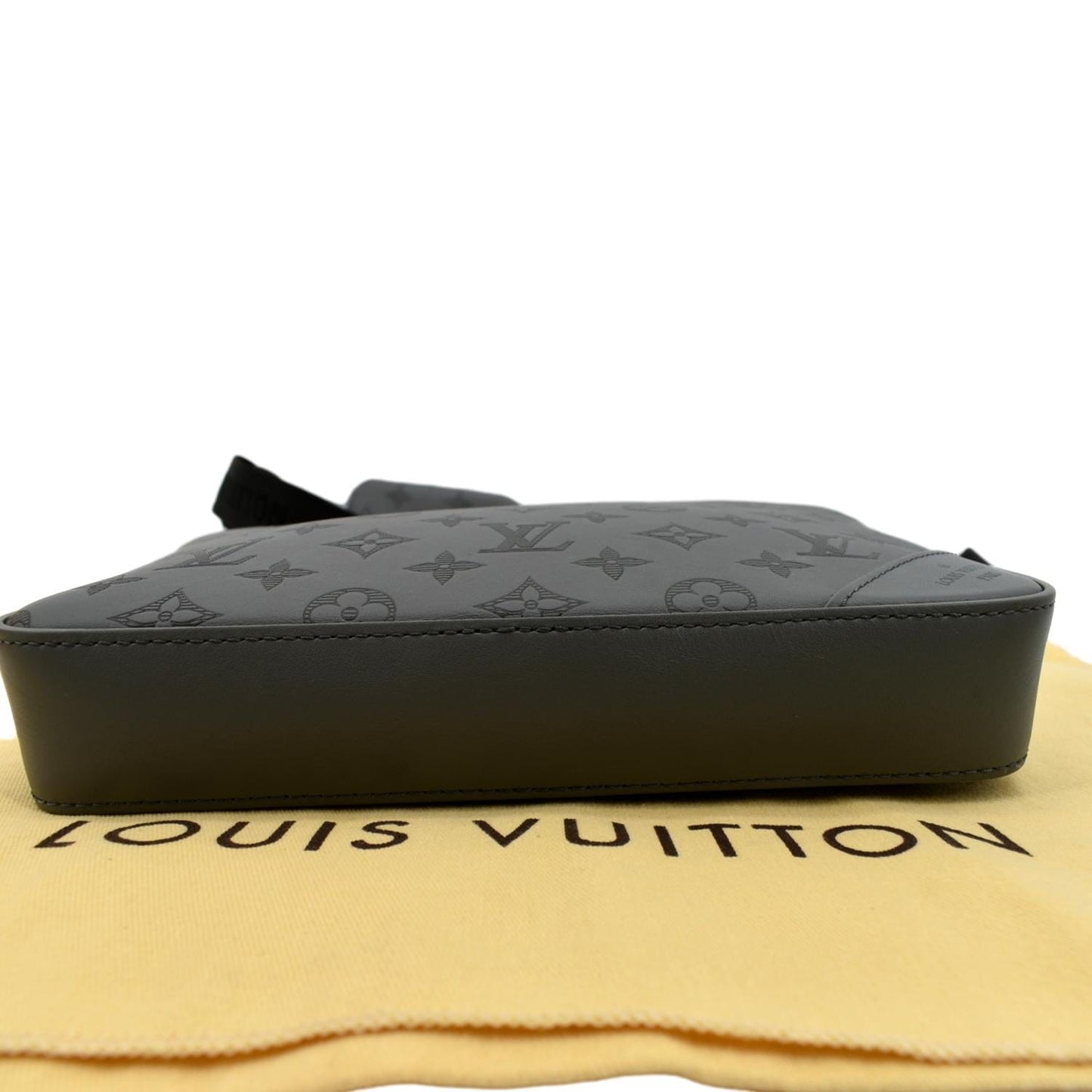 LOUIS VUITTON Duo Messenger Monogram Shadow Leather Shoulder Bag Grey