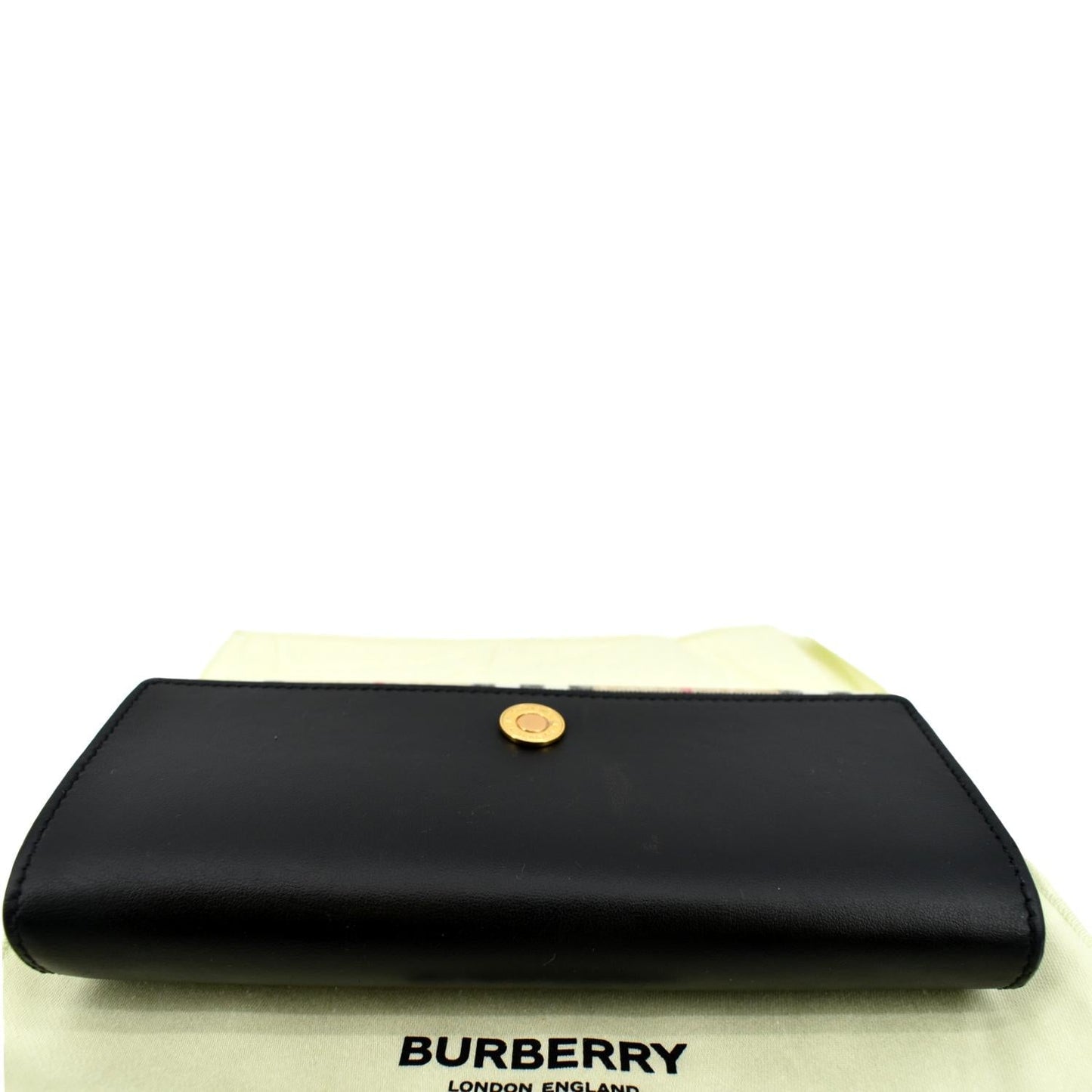 BURBERRY Continental Vintage Leather Check Wallet Black