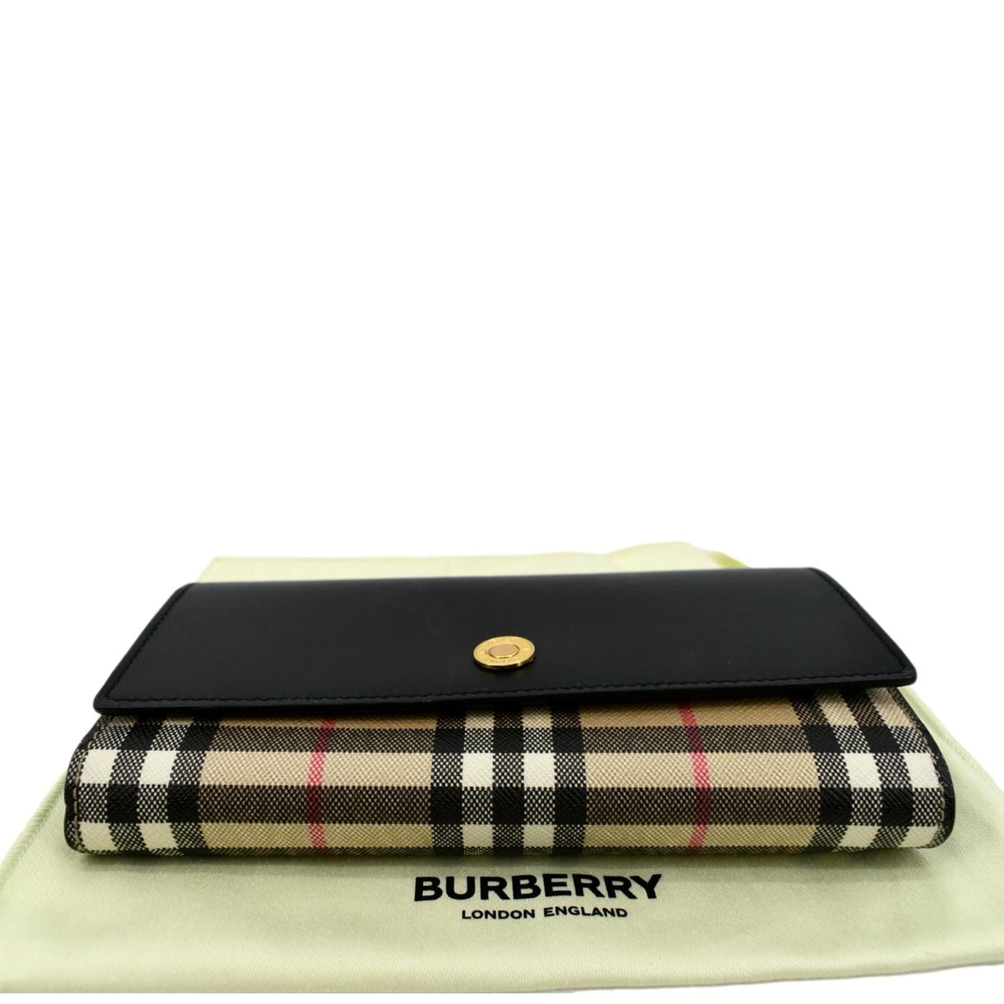 BURBERRY Continental Vintage Leather Check Wallet Black