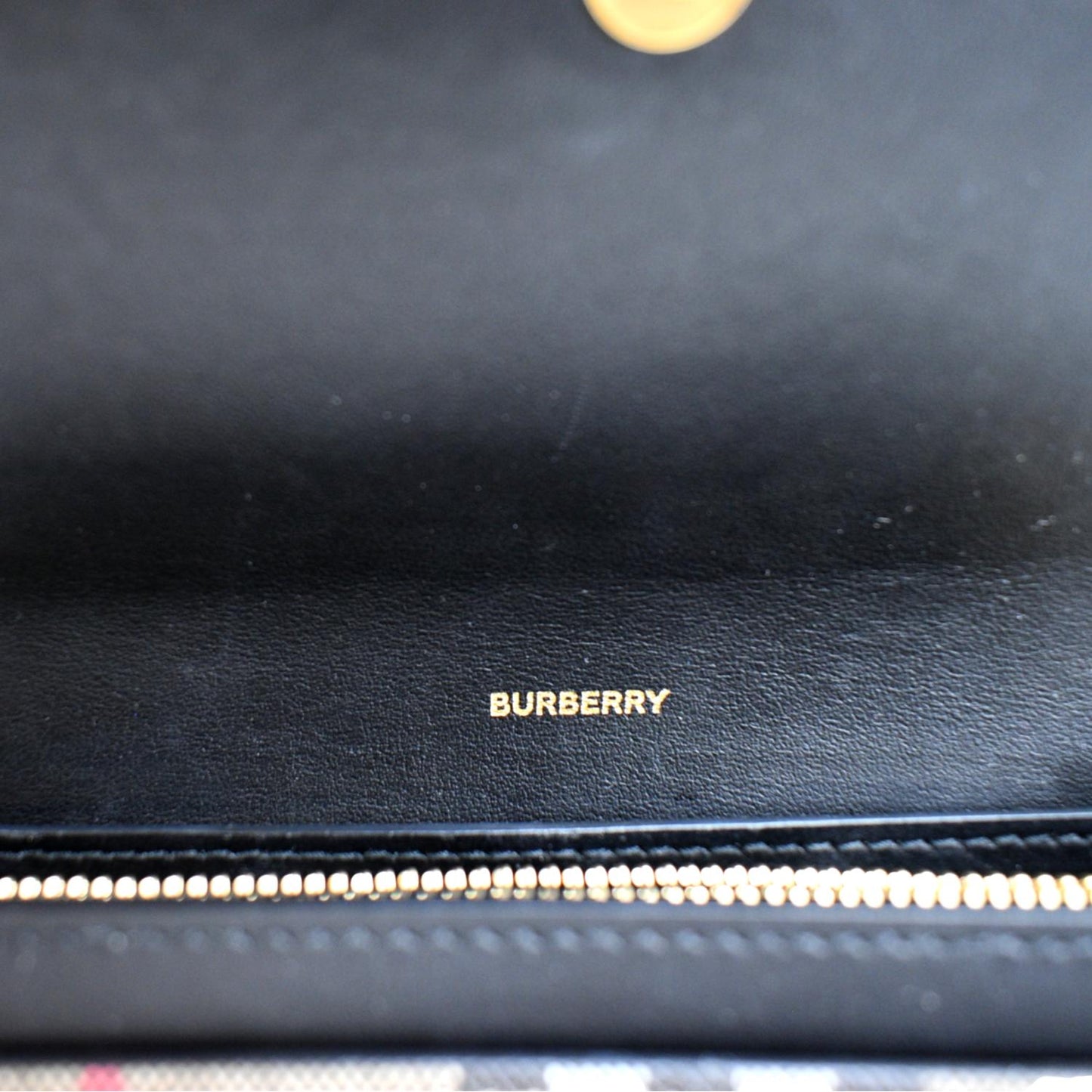 BURBERRY Continental Vintage Leather Check Wallet Black