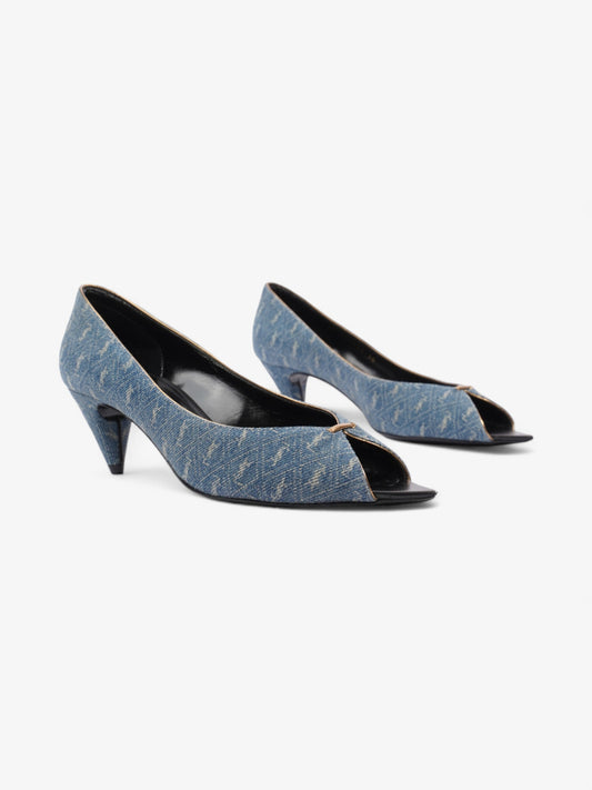 Saint Laurent Lola Monogram Denim Heels 50 Blue  Denim EU 36 UK 3