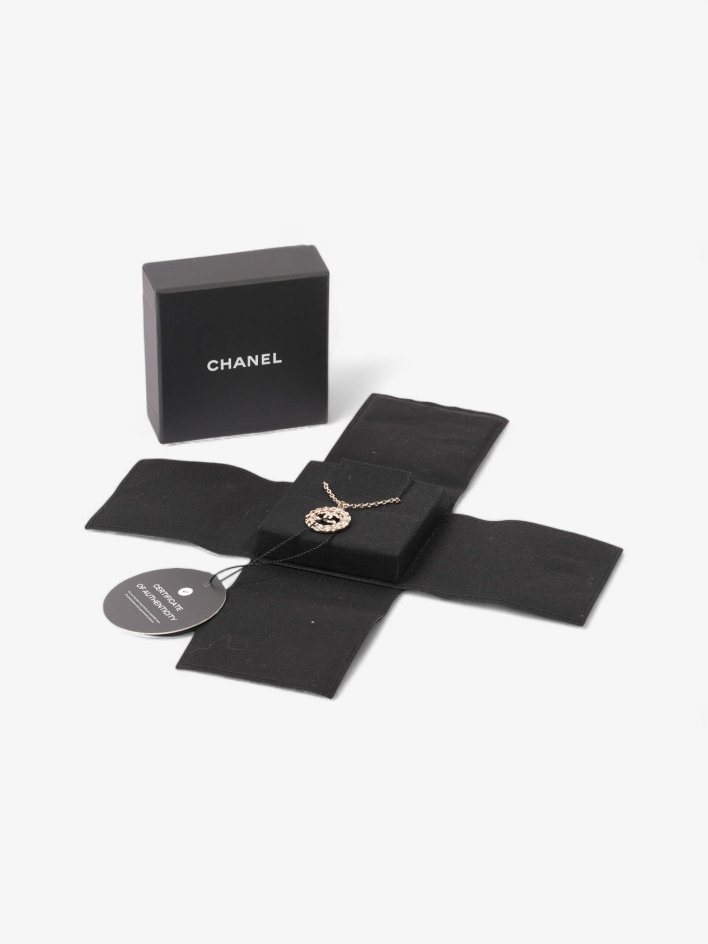 Chanel CC Medallion Necklace Light Gold Base Metal
