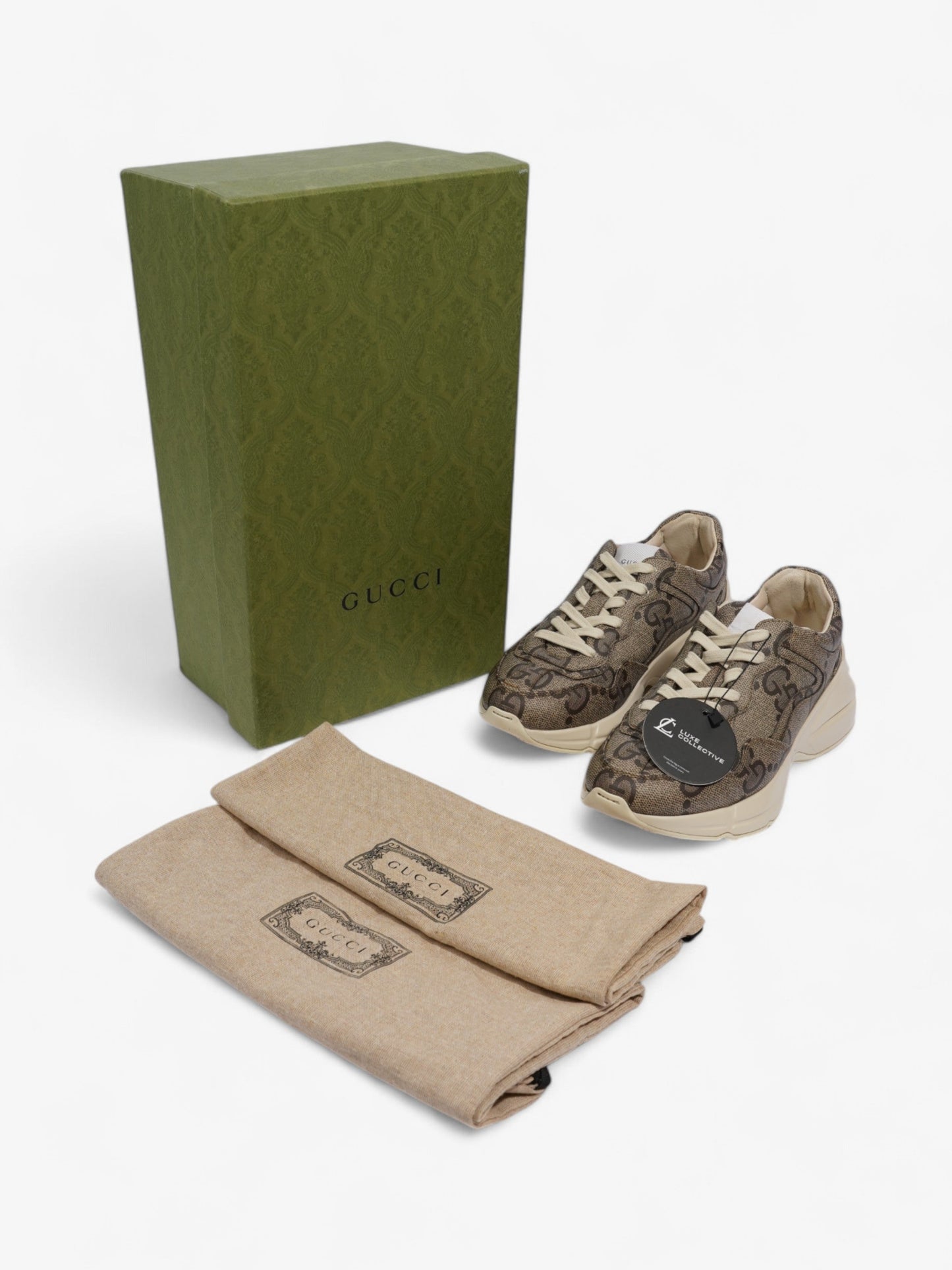 Gucci Rhyton Sneakers Beige / Brown Canvas EU 37.5 UK 4.5