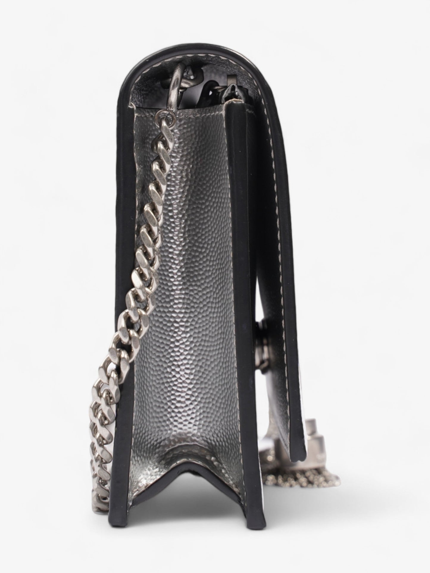 Saint Laurent Kate Monogram Tassel Silver Leather