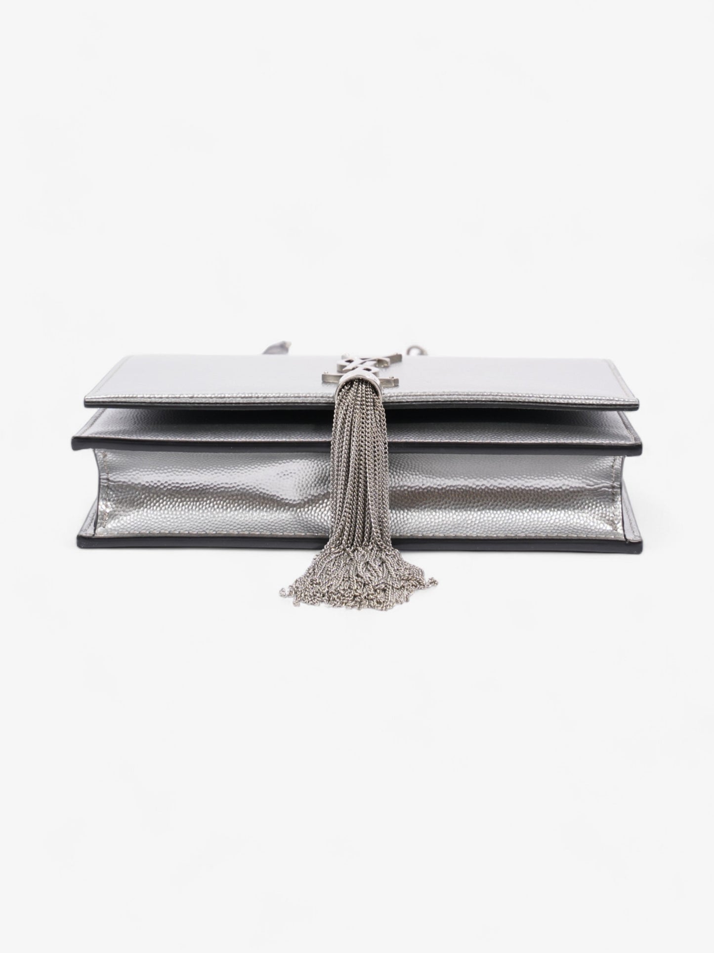 Saint Laurent Kate Monogram Tassel Silver Leather