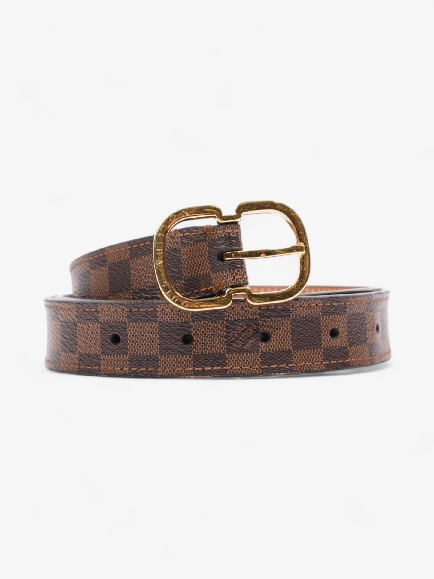 Louis Vuitton Mini 25mm Belt Damier Ebene / Gold Coated Canvas 75cm / 30"