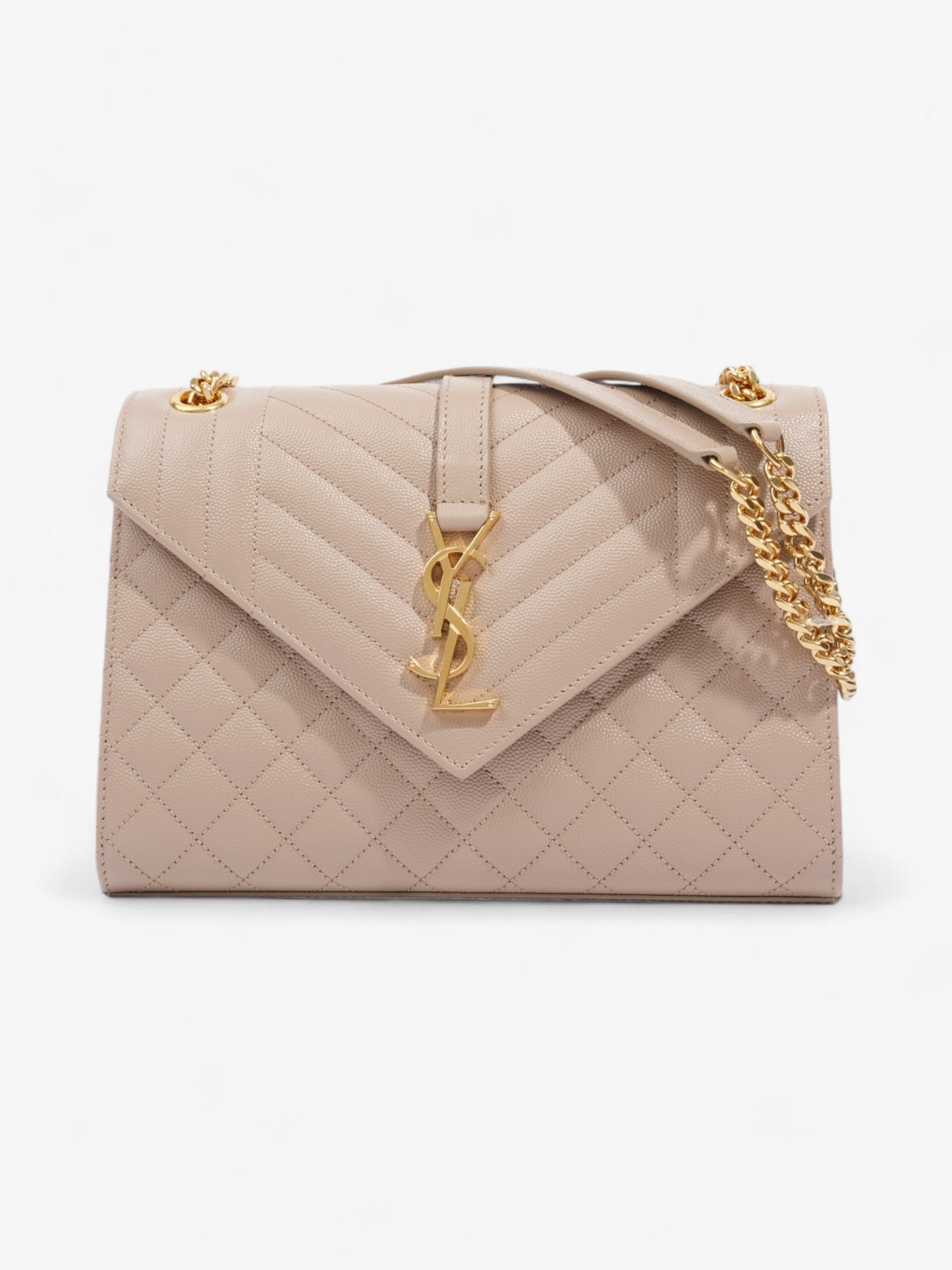 Saint Laurent Monogram Envelope Neutral Matelasse Leather