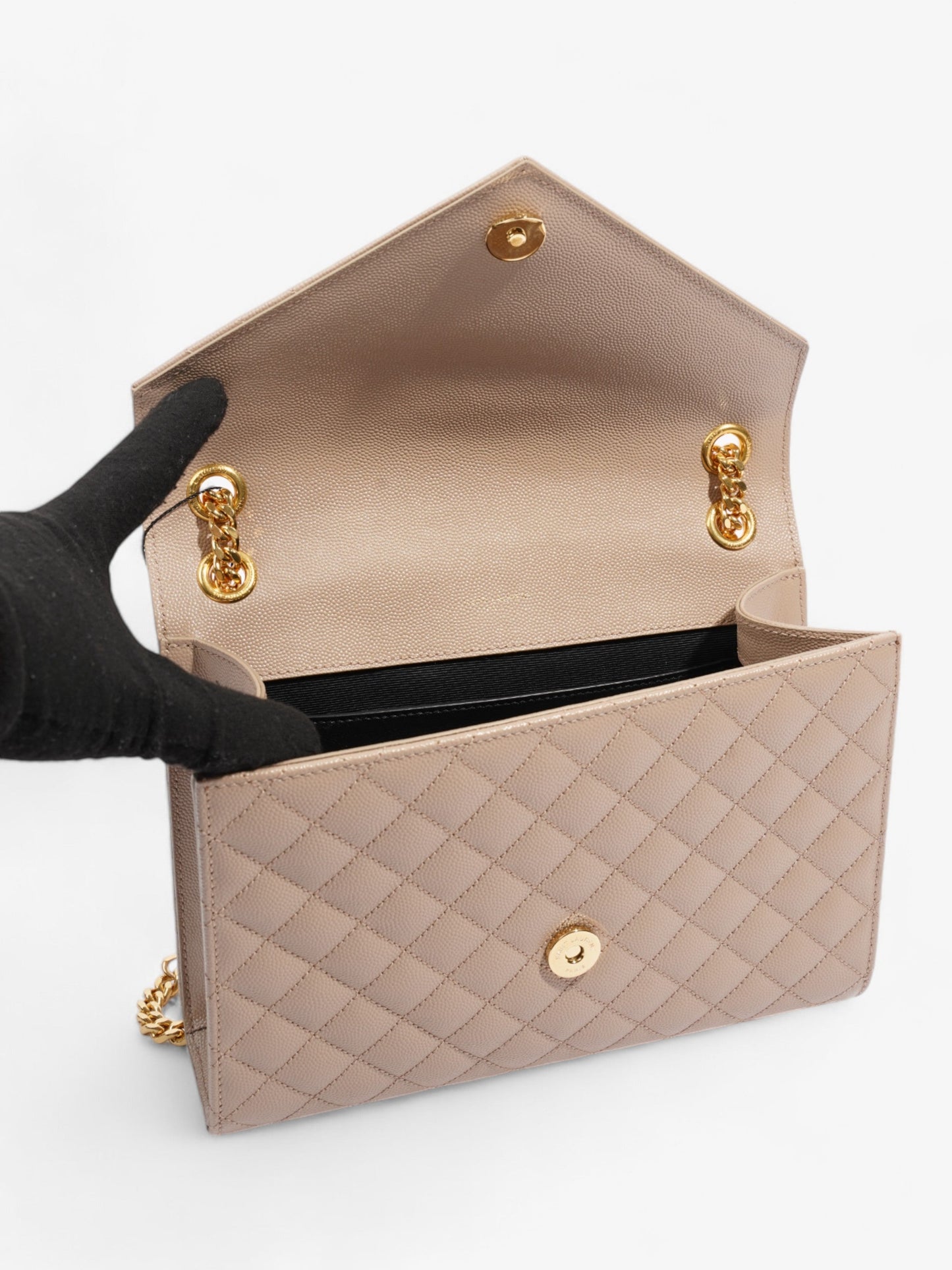 Saint Laurent Monogram Envelope Neutral Matelasse Leather