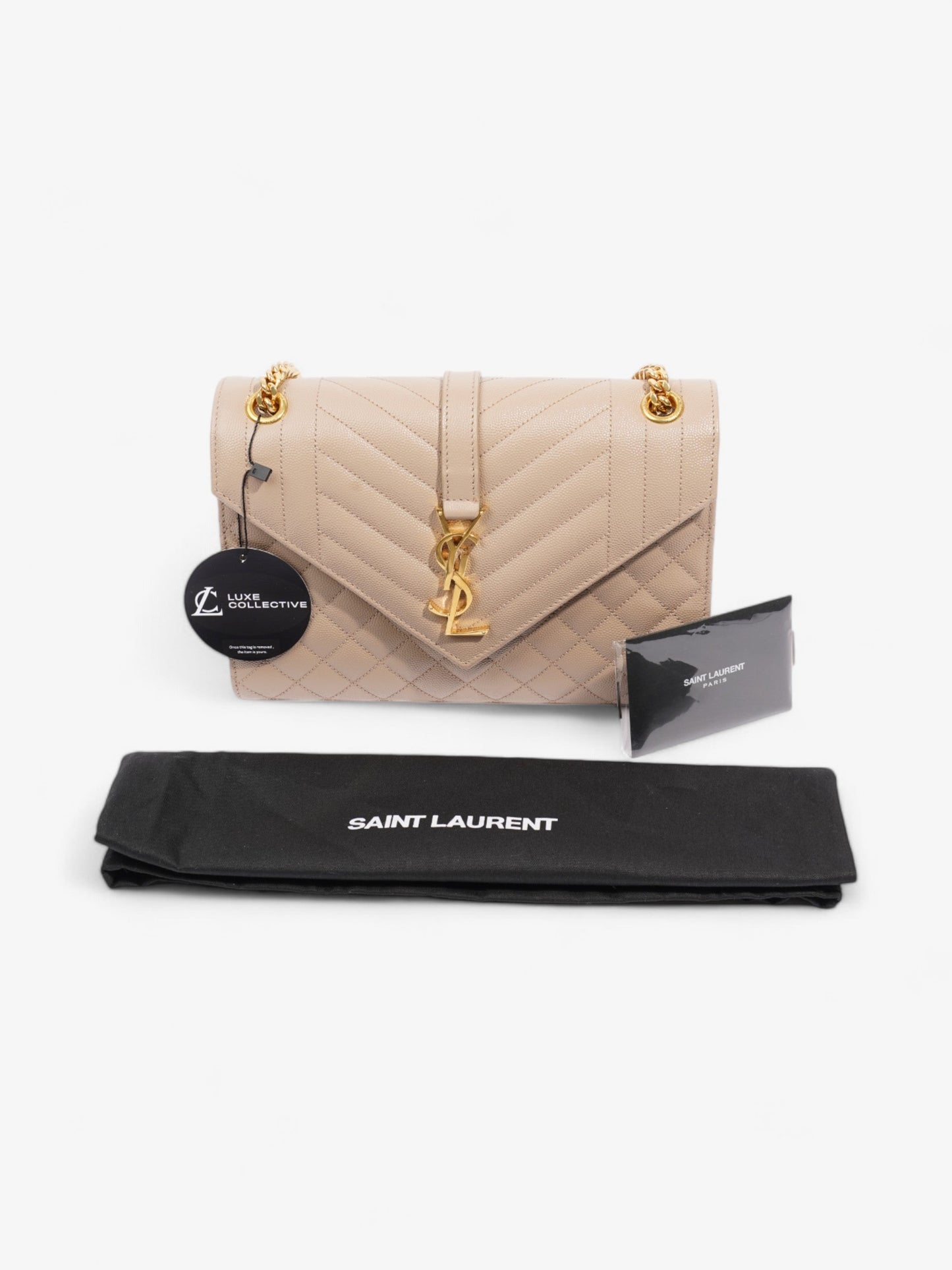 Saint Laurent Monogram Envelope Neutral Matelasse Leather