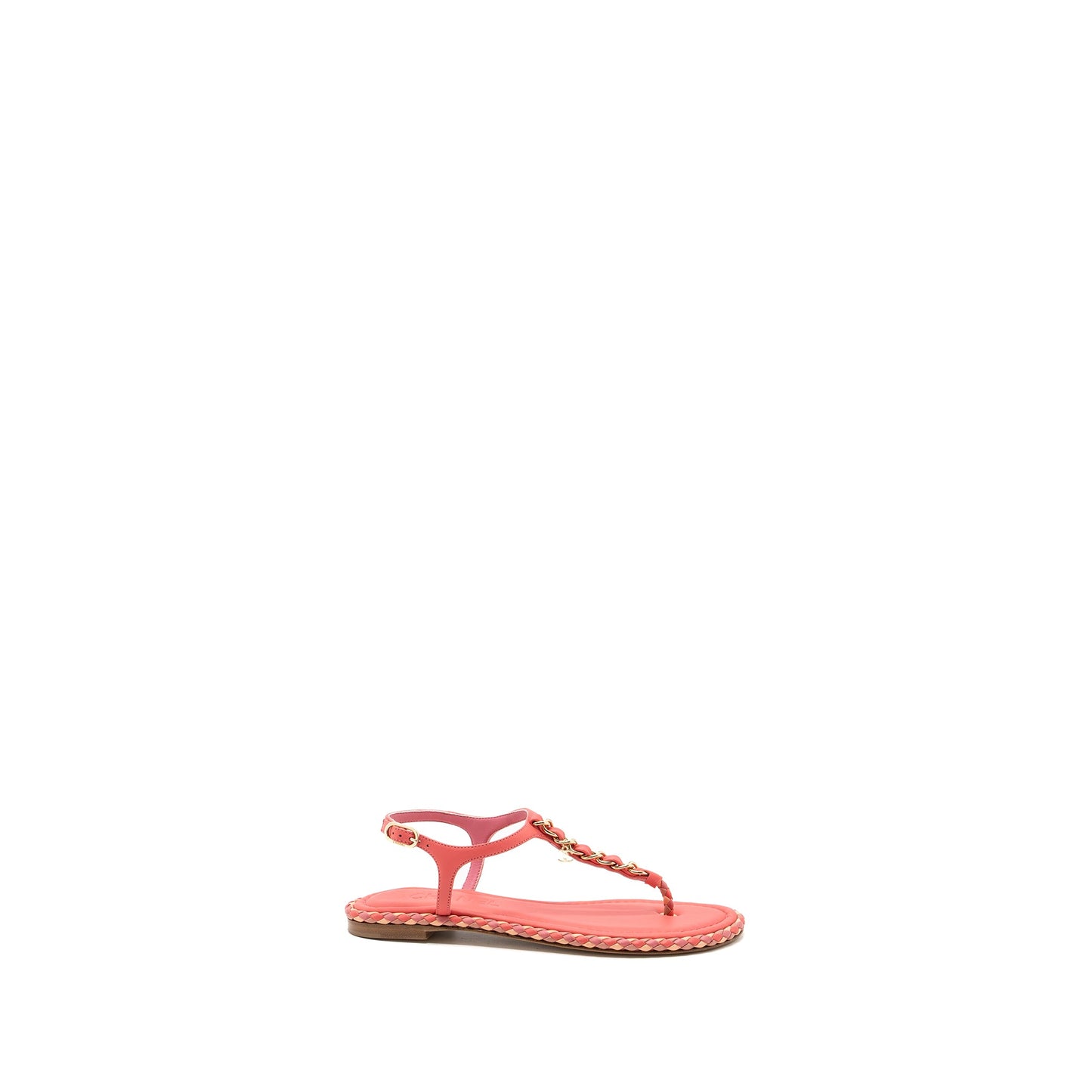 Chanel Size 36 Leather Chain Sandals Pink/ Multicolour L