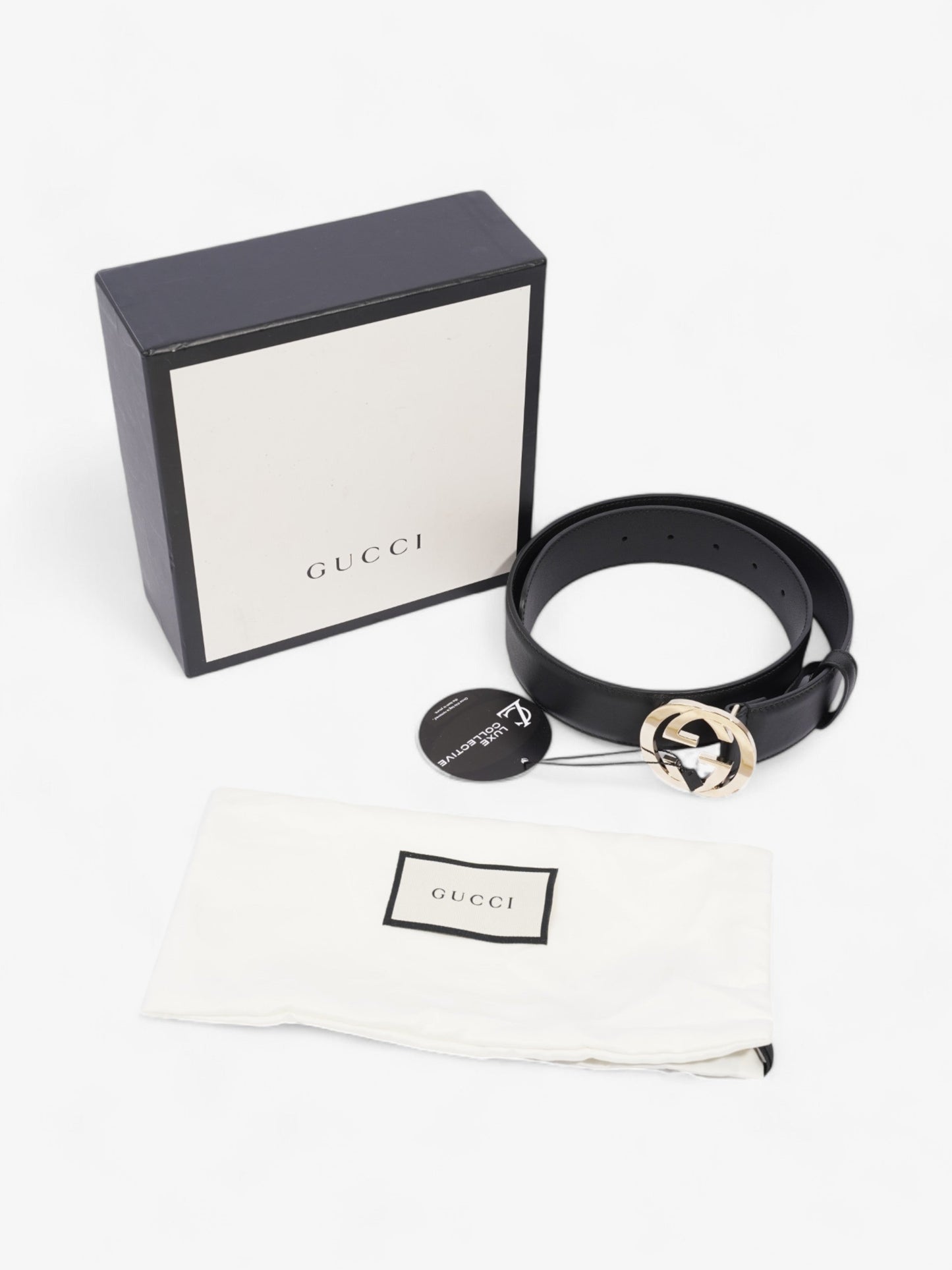 Gucci Interlocking G Belt Black / Gold Leather 70cm / 28"