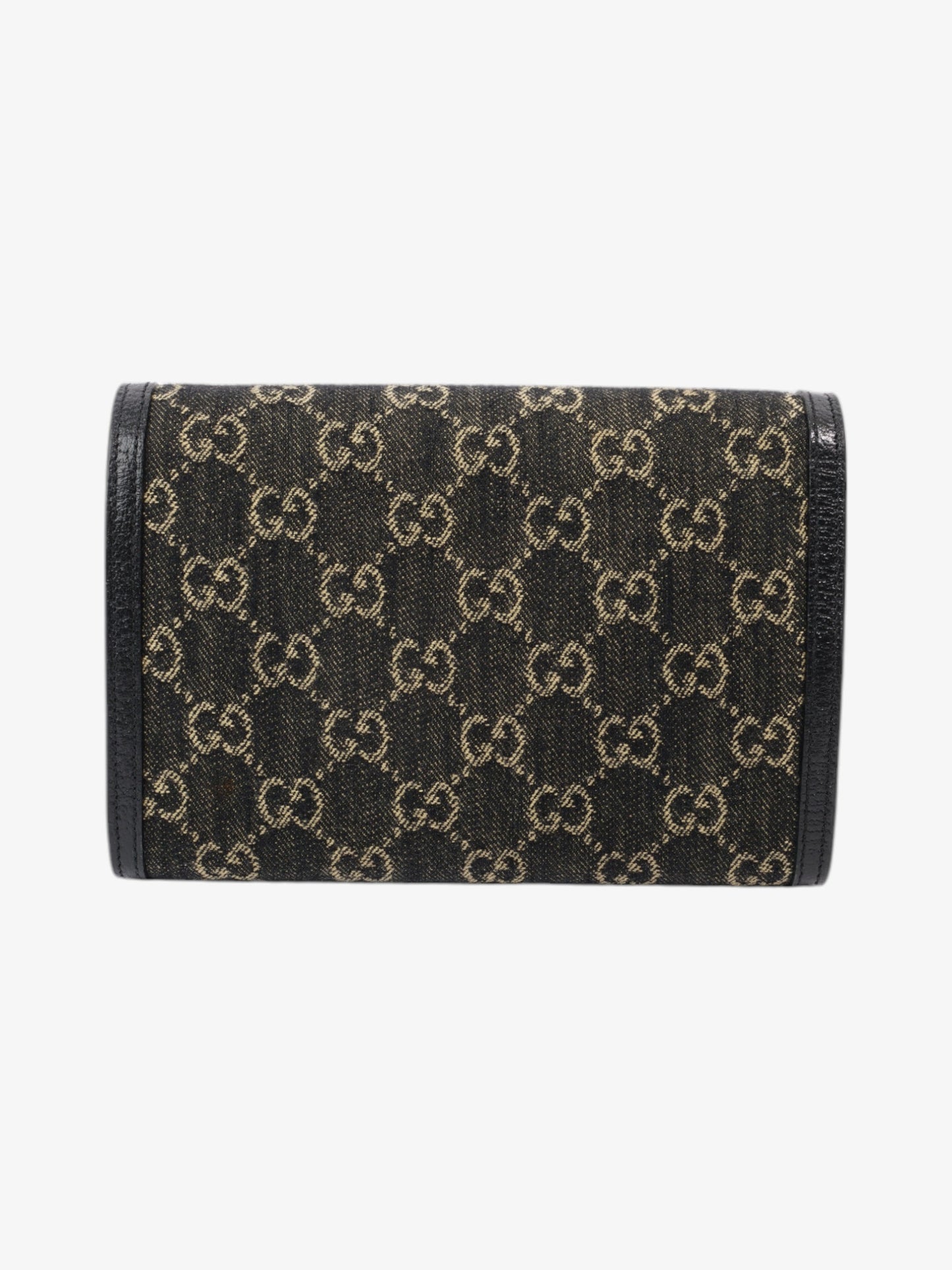 Gucci Dionysus Chain Wallet Black / GG Supreme / Ivory Denim