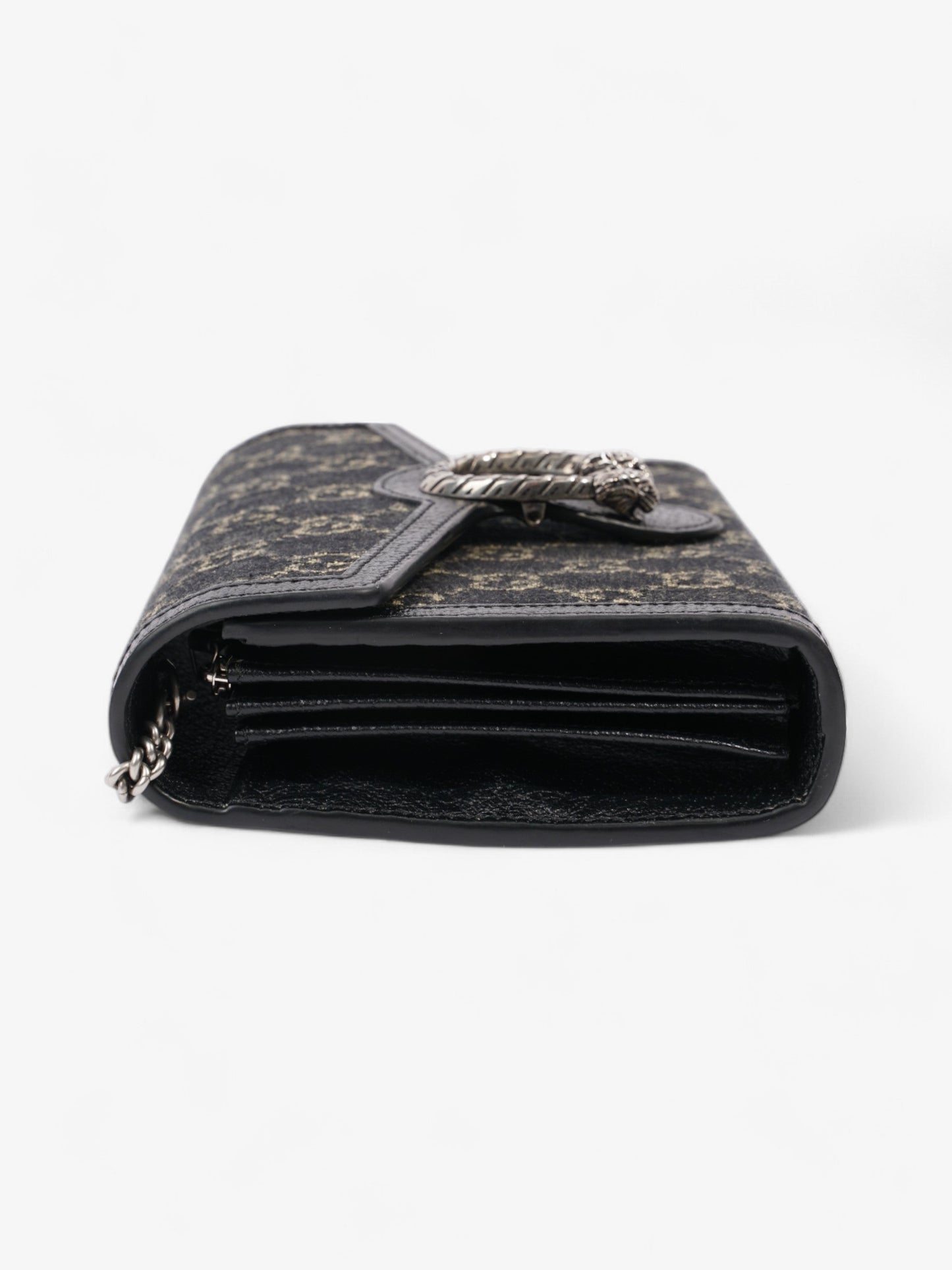 Gucci Dionysus Chain Wallet Black / GG Supreme / Ivory Denim