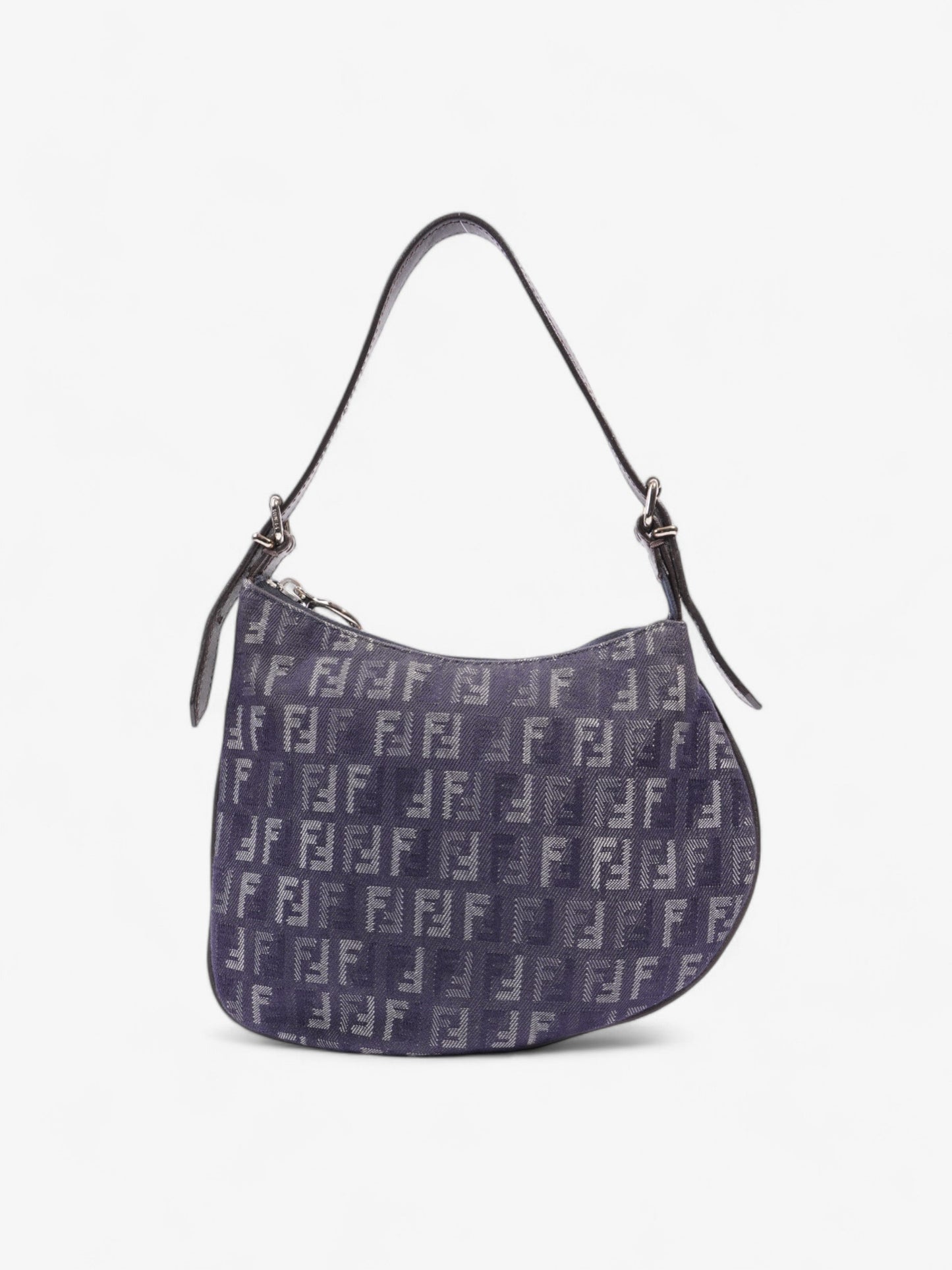 Fendi Oyster Shoulder Bag Navy Blue Canvas