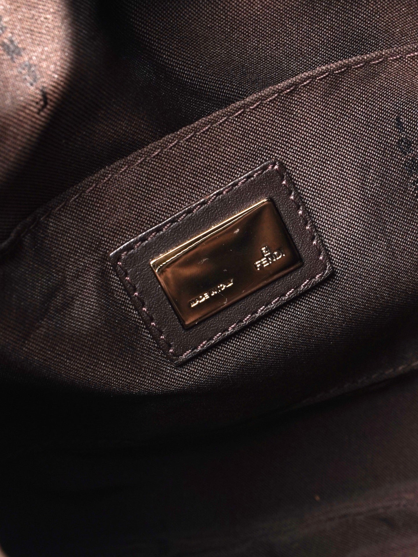Fendi Oyster Shoulder Bag Navy Blue Canvas
