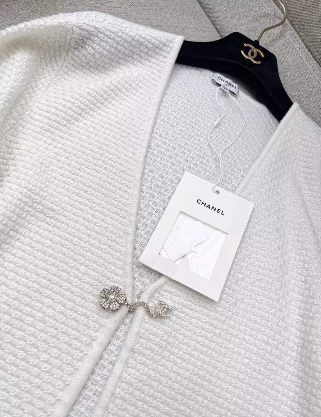Chanel 25P white cardigan
