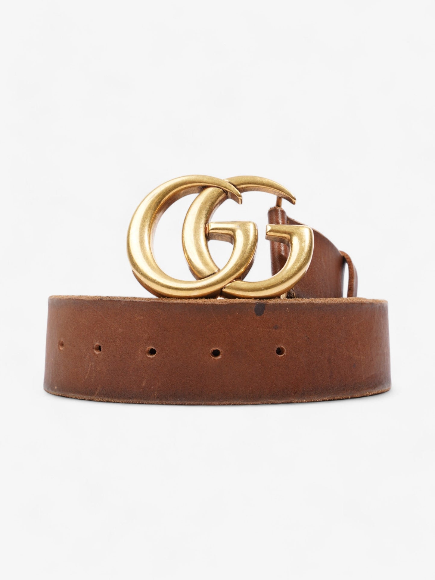 Gucci GG Marmont Wide Belt Brown / Gold Leather 85cm / 34"