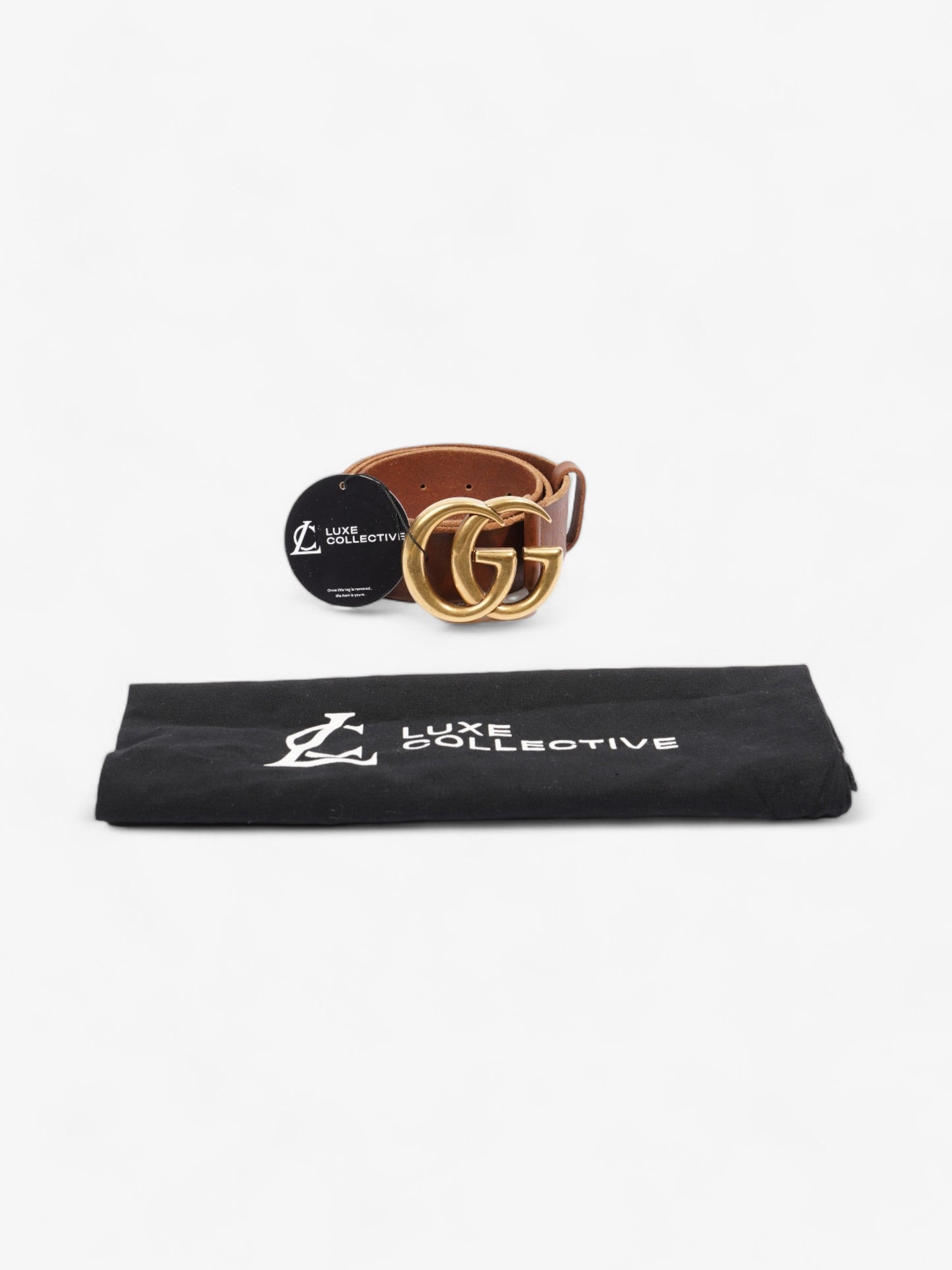 Gucci GG Marmont Wide Belt Brown / Gold Leather 85cm / 34"