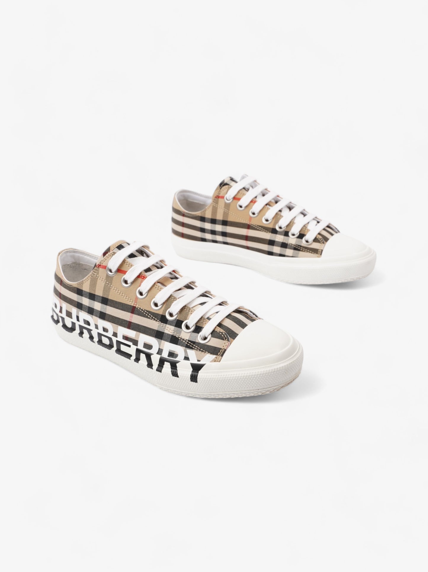 Burberry Larkhal Sneakers Beige Checkered / White Canvas EU 40 UK 7