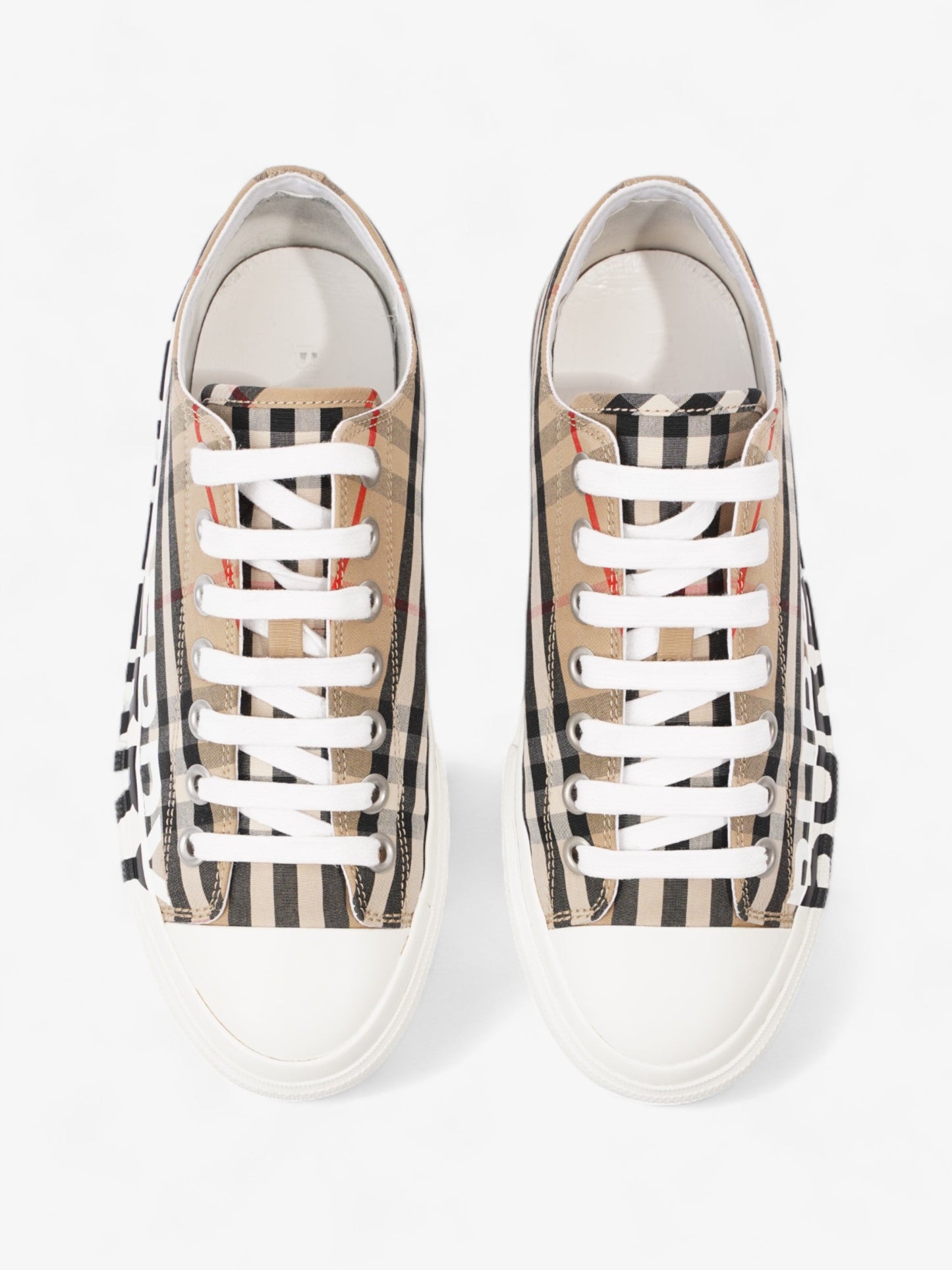 Burberry Larkhal Sneakers Beige Checkered / White Canvas EU 40 UK 7