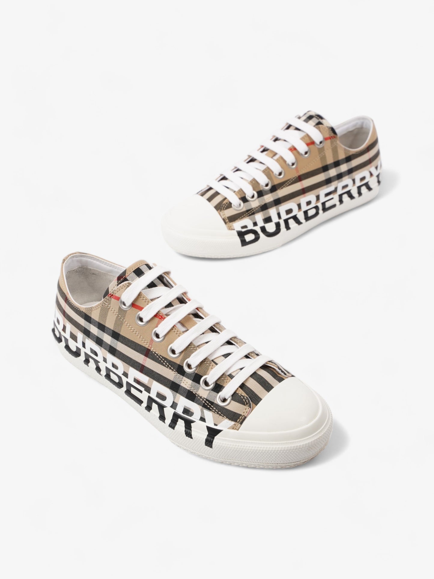 Burberry Larkhal Sneakers Beige Checkered / White Canvas EU 40 UK 7