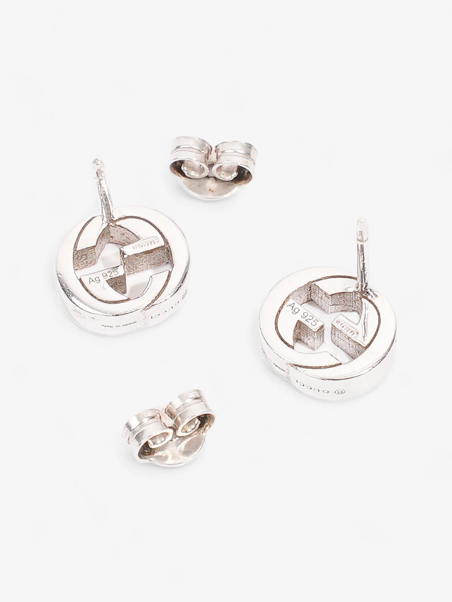 Gucci Interlocking G Earrings Silver Silver Sterling