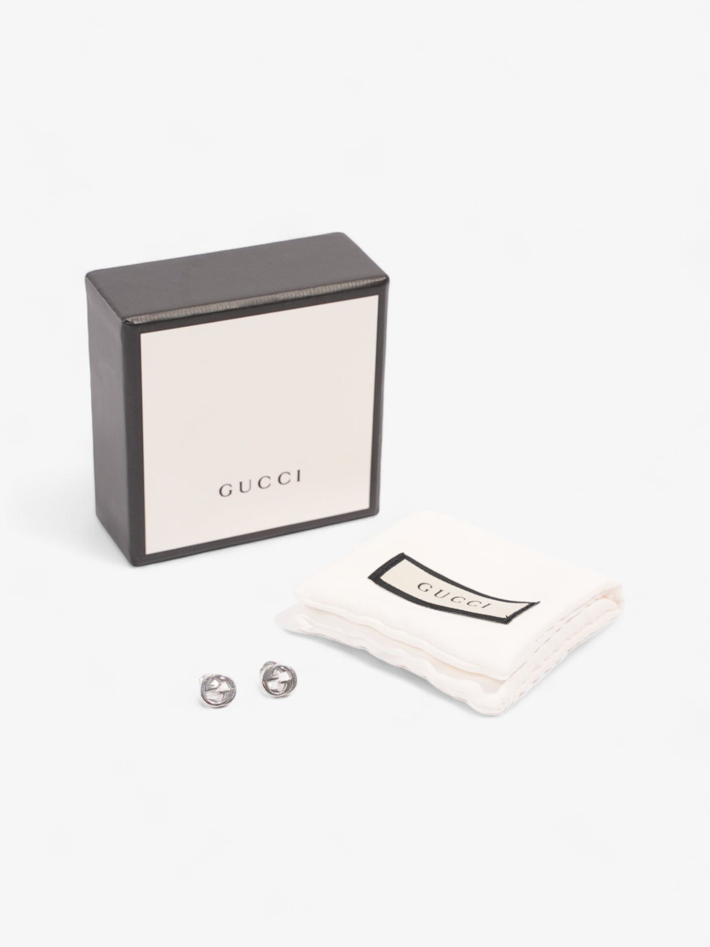 Gucci Interlocking G Earrings Silver Silver Sterling