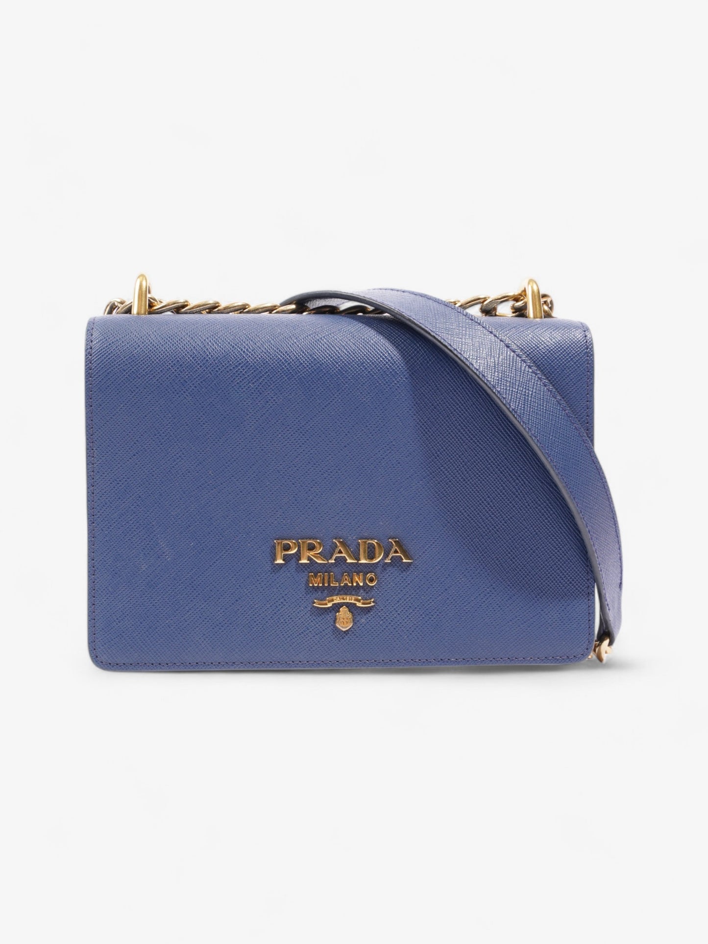 Prada Chain Shoulder Bag Cobalt Blue Saffiano Leather