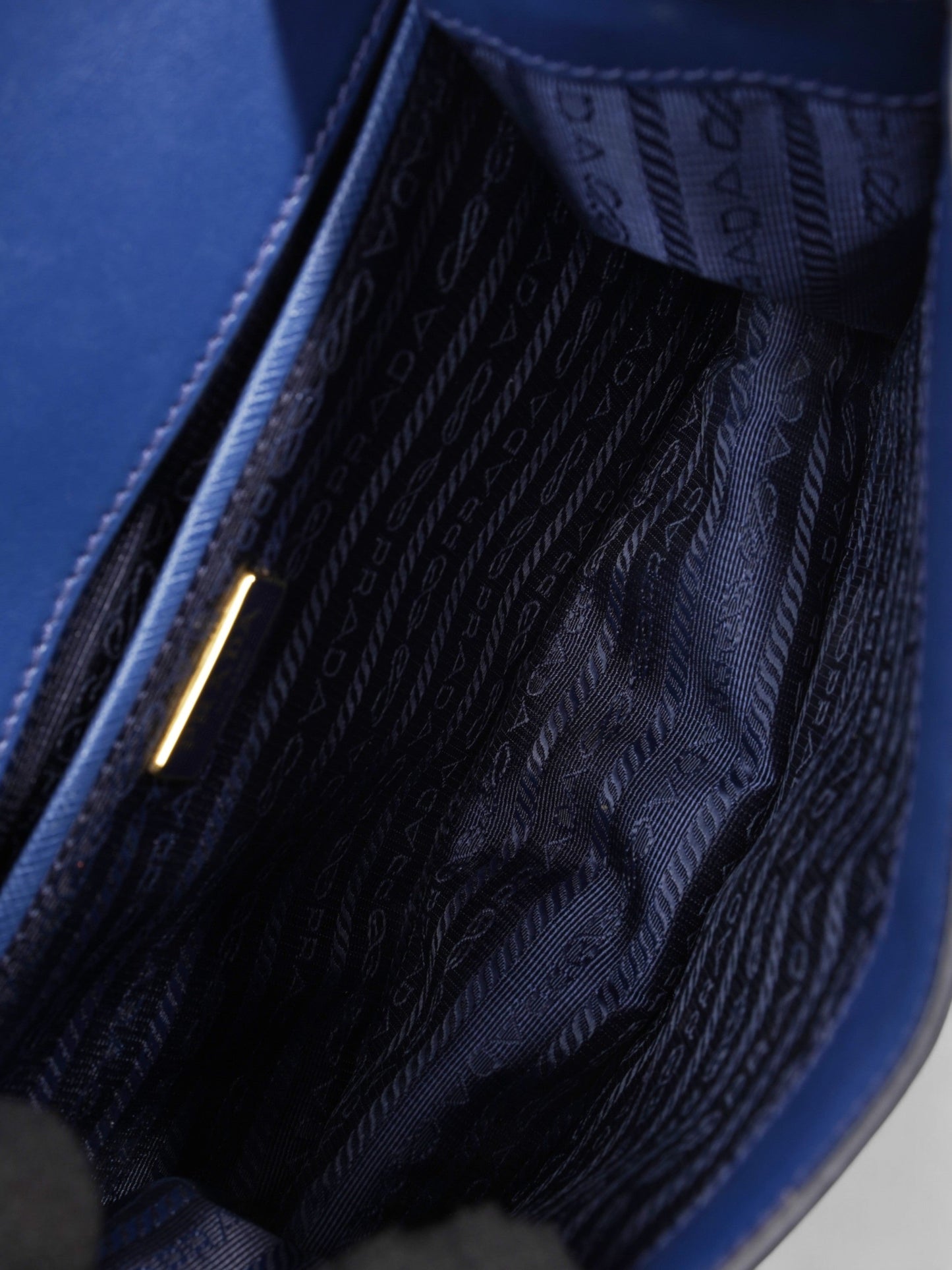 Prada Chain Shoulder Bag Cobalt Blue Saffiano Leather