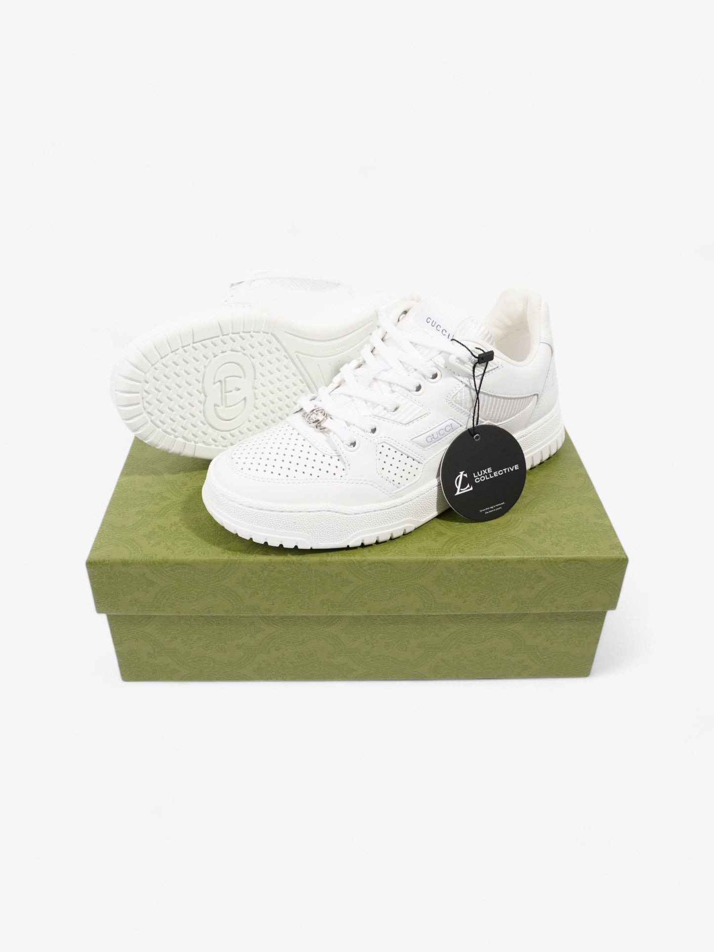 Gucci Interlocking GG Sneakers White Leather EU 37.5 UK 4.5