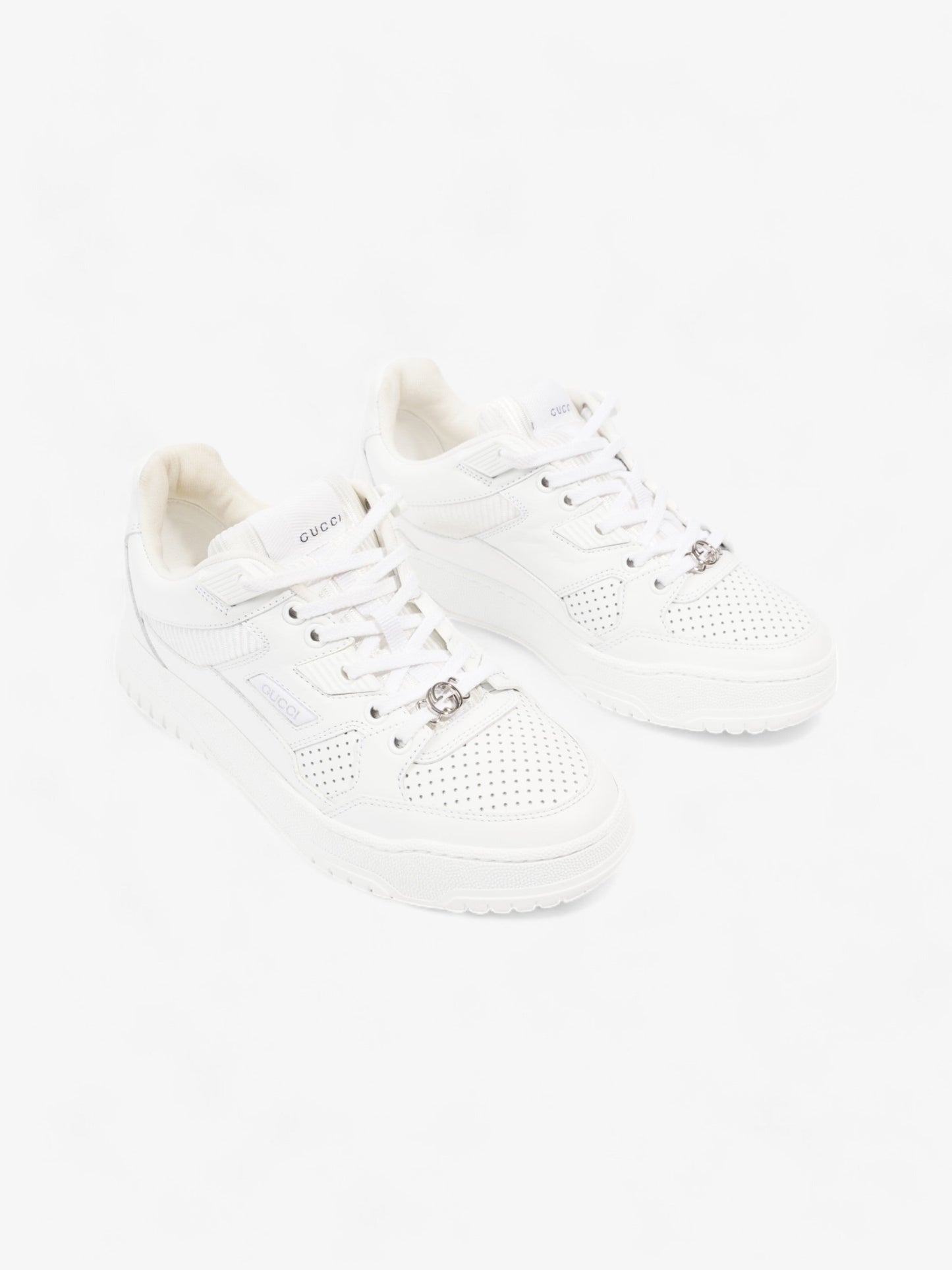 Gucci Interlocking GG Sneakers White Leather EU 37.5 UK 4.5