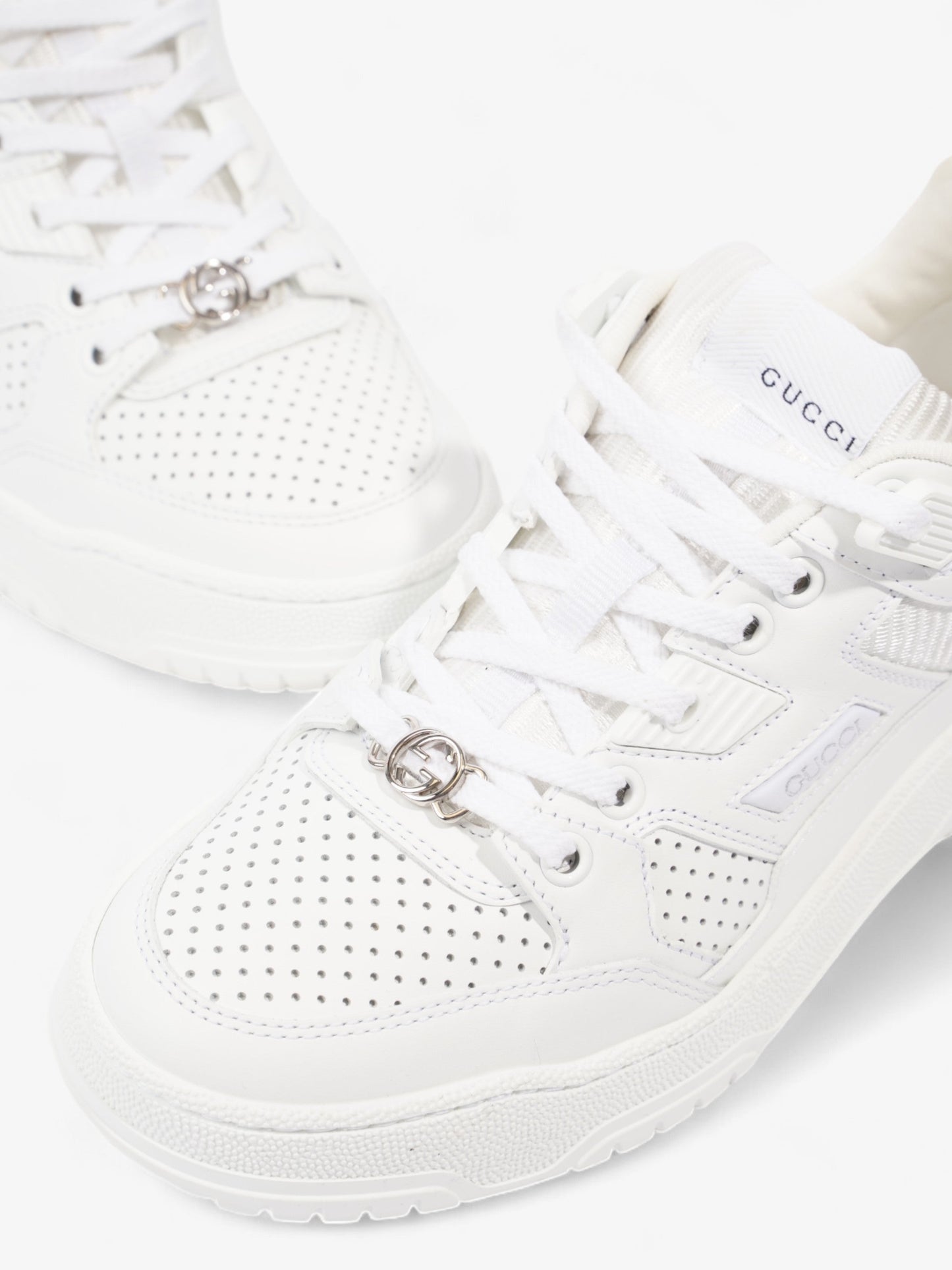 Gucci Interlocking GG Sneakers White Leather EU 37.5 UK 4.5