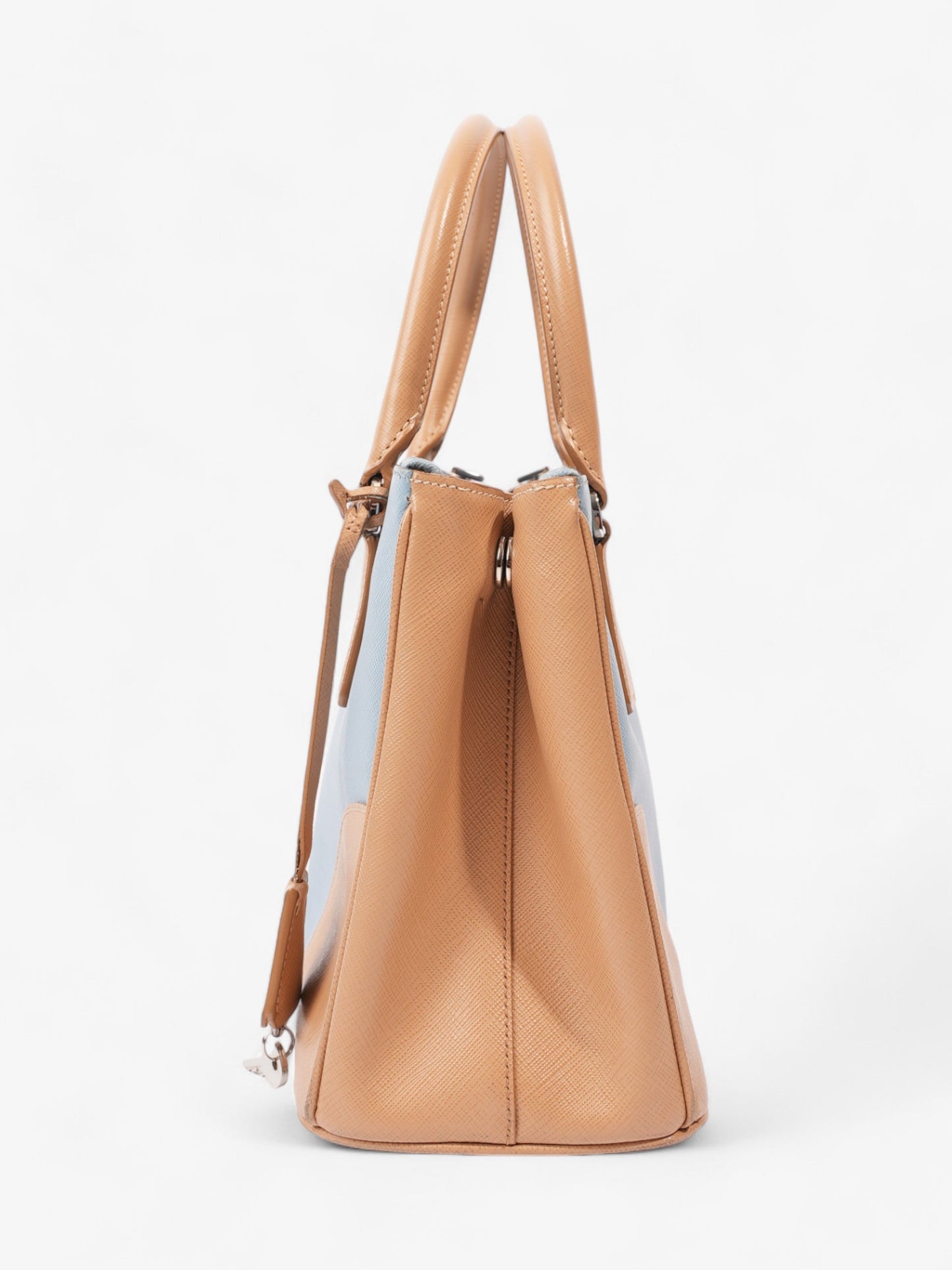 Prada Galleria Double Zip Tote Blue / Beige Saffiano Leather