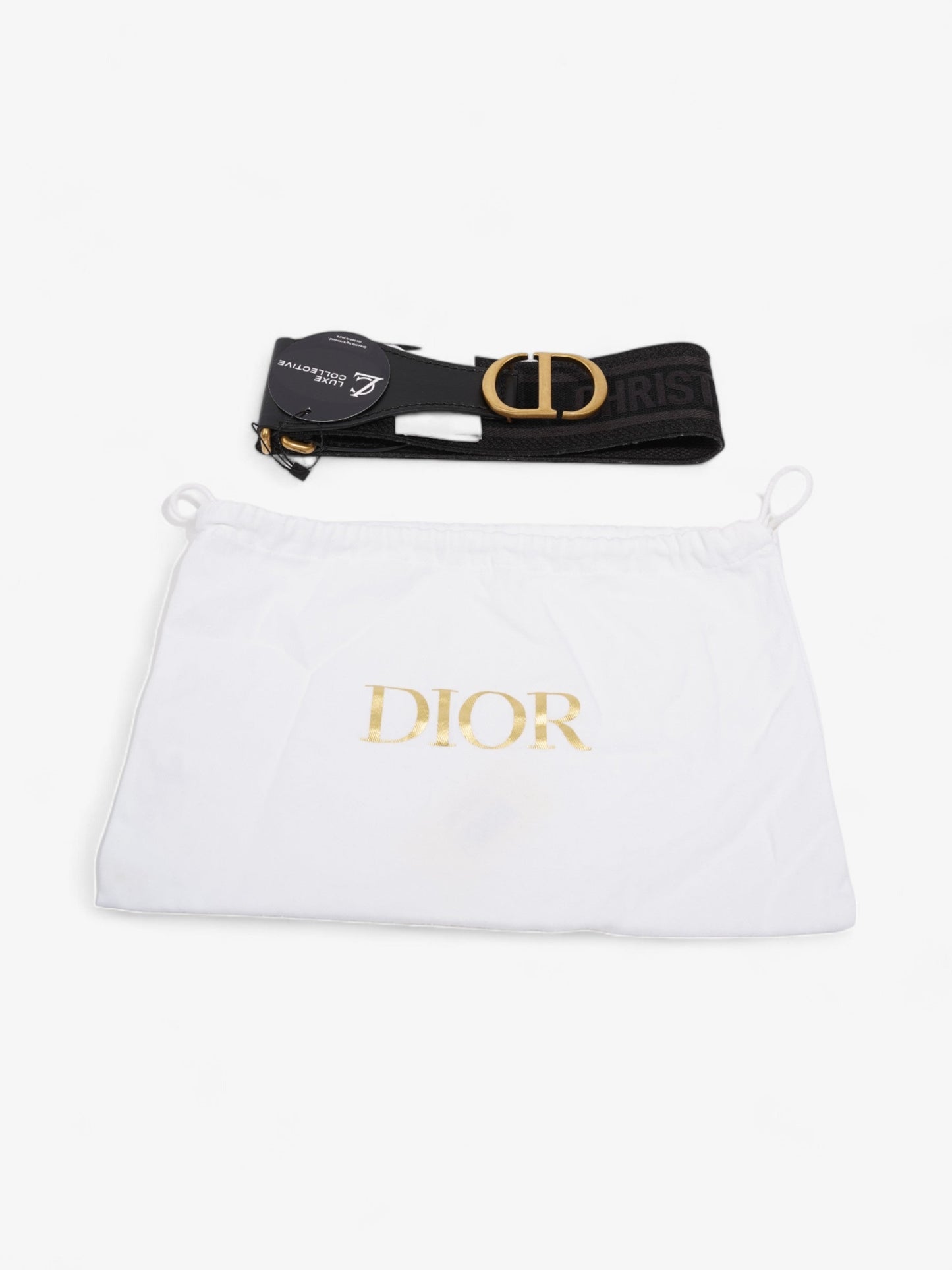 Christian Dior CD Belt Black / Gold Cotton 80cm