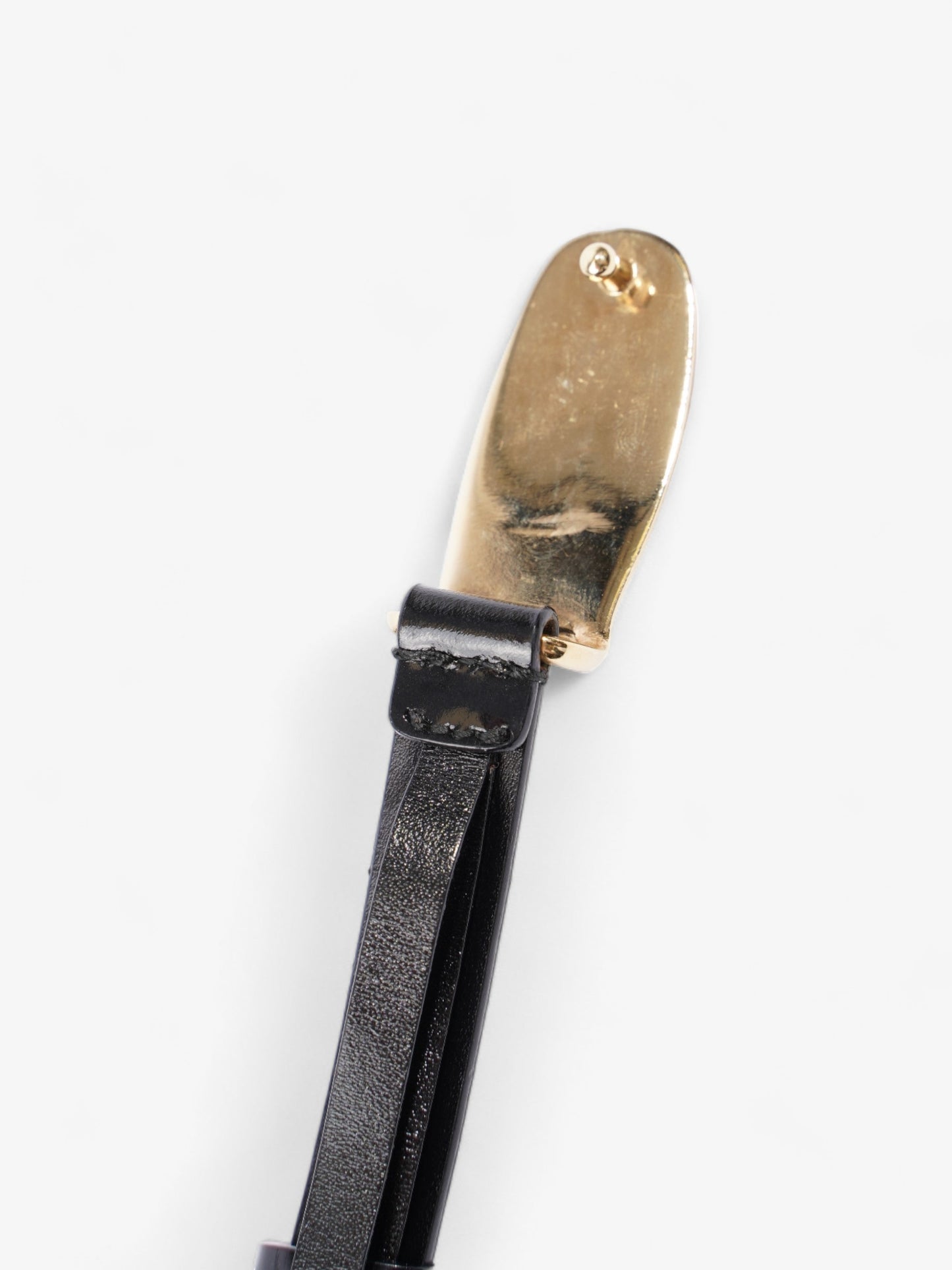 Gucci Oval Buckle Thin Belt Black / Gold Buckle Patent Leather 65cm 26"
