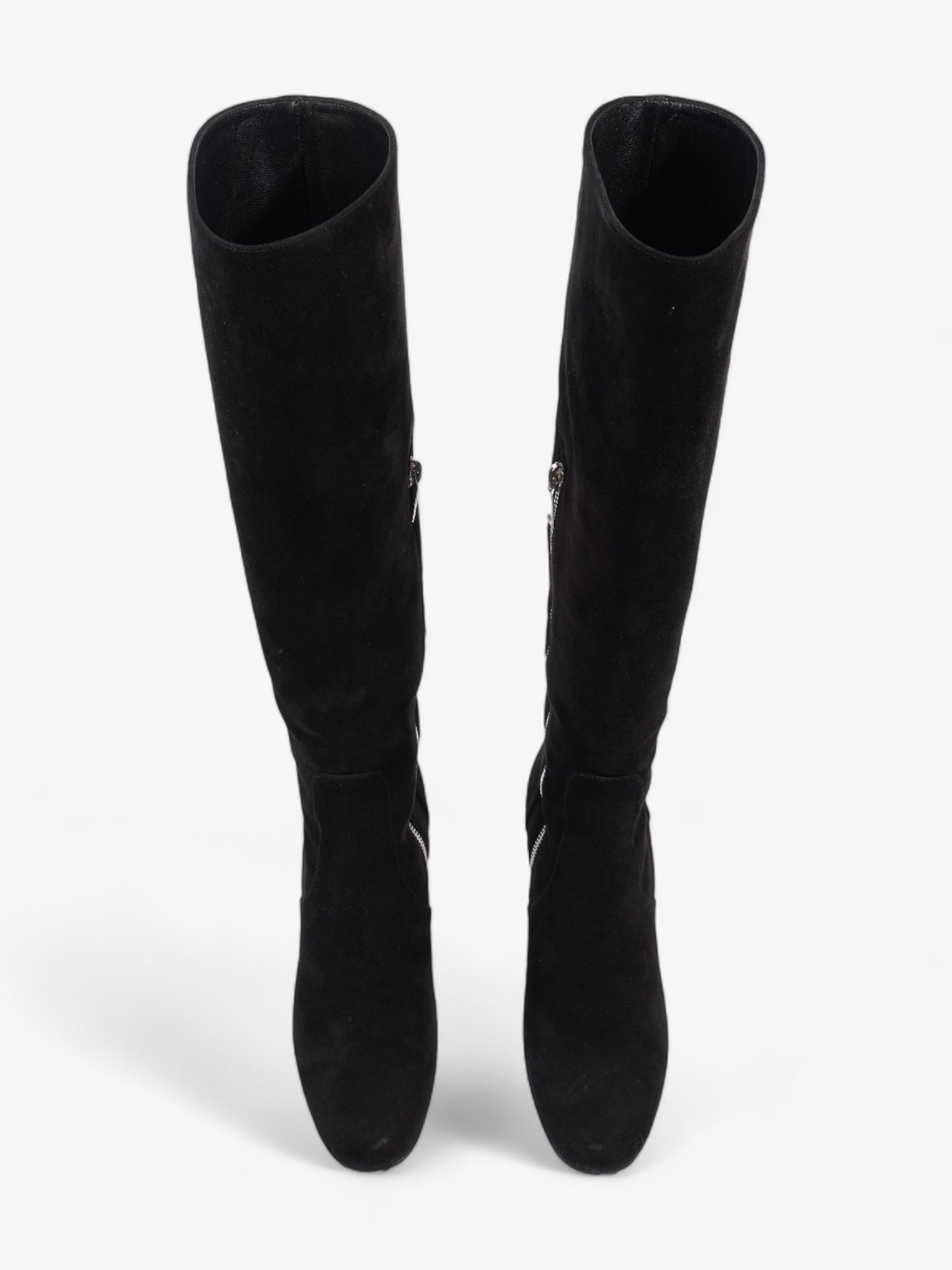 Saint Laurent Babies 70 Tall Boots 70mm Black / Silver Suede EU 37 UK 4