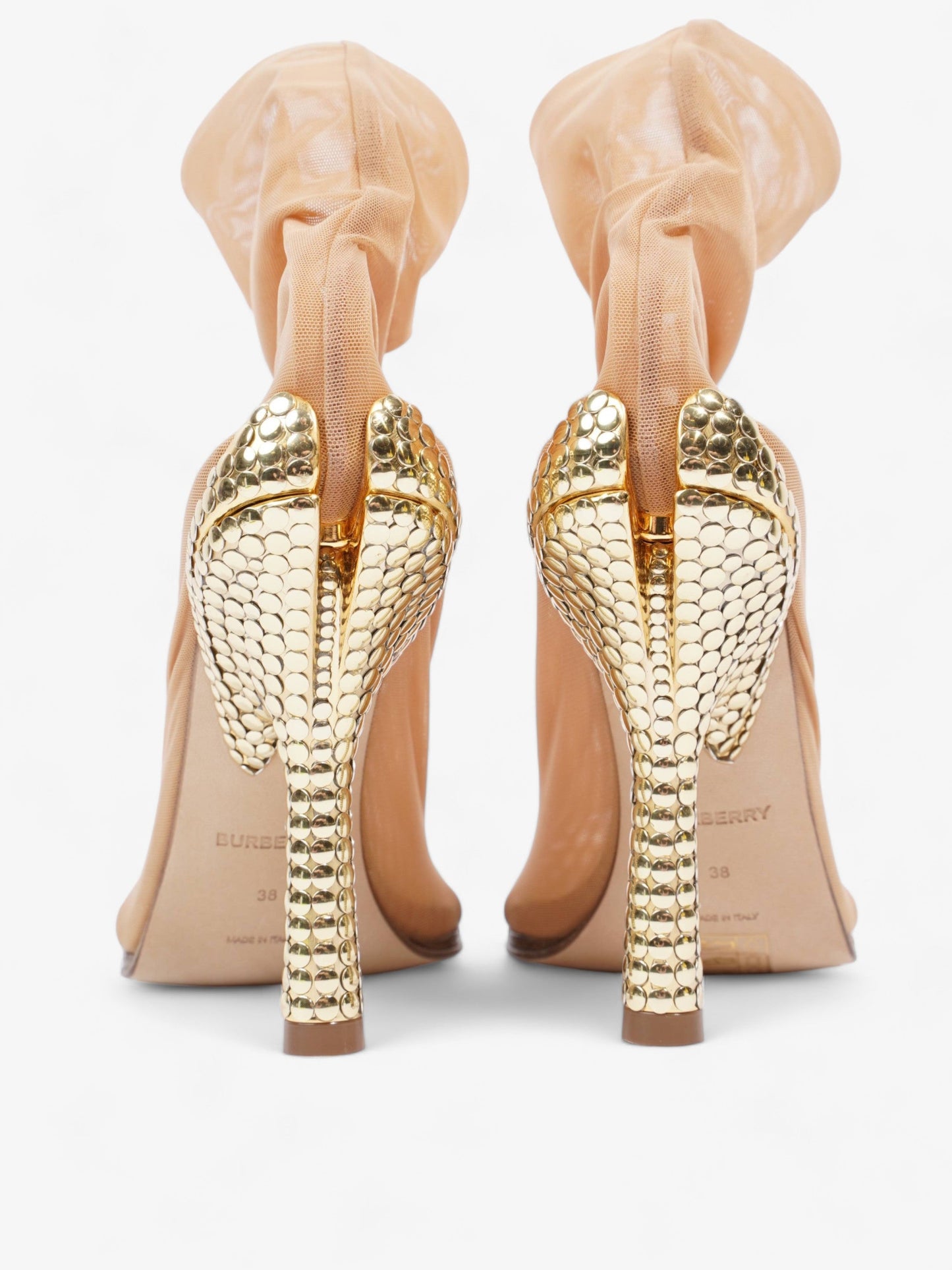 Burberry Sock Style Ankle Boot 120 Nude Fabric EU 38 UK 5