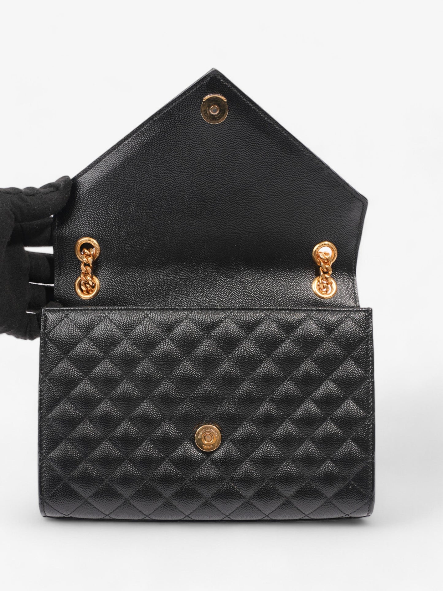 Saint Laurent Triquilt Envelope Bag Black Leather